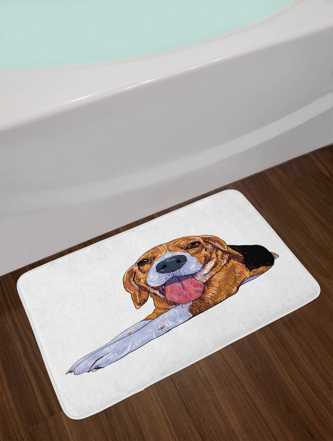 Ambesonne Beagle Bath Mat - Non-Slip Plush Dog Pattern Bathroom Rug, 30.2