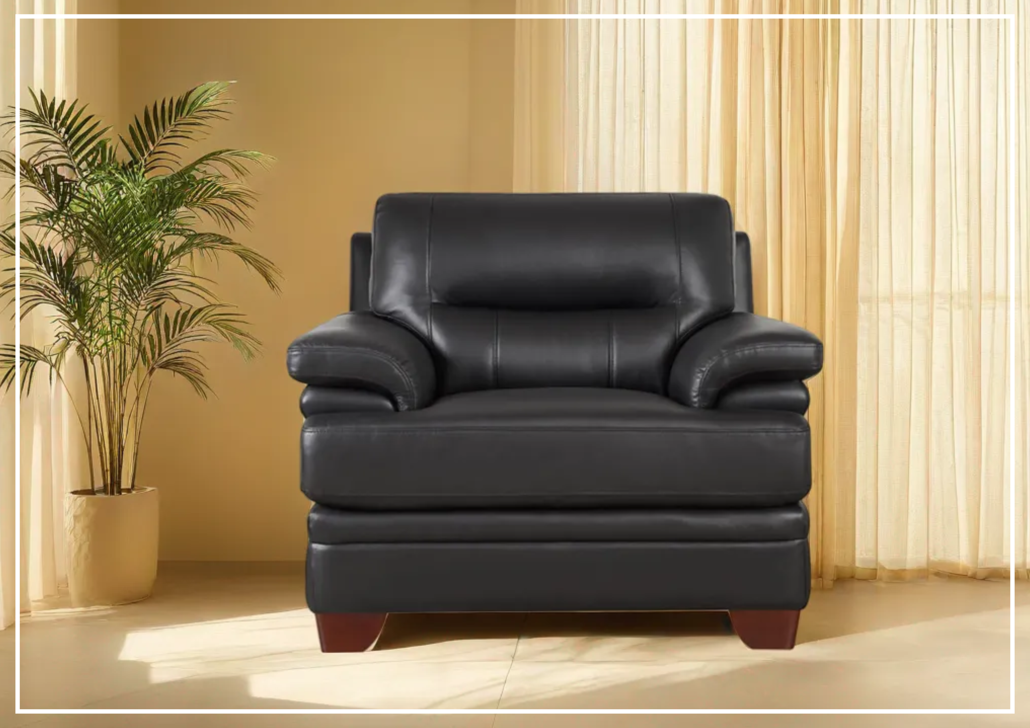 Premium Hydeline Luxor Leather Chair with Cushioned Arms - Luxurious Office & Living Room Seating for Home & Workspace