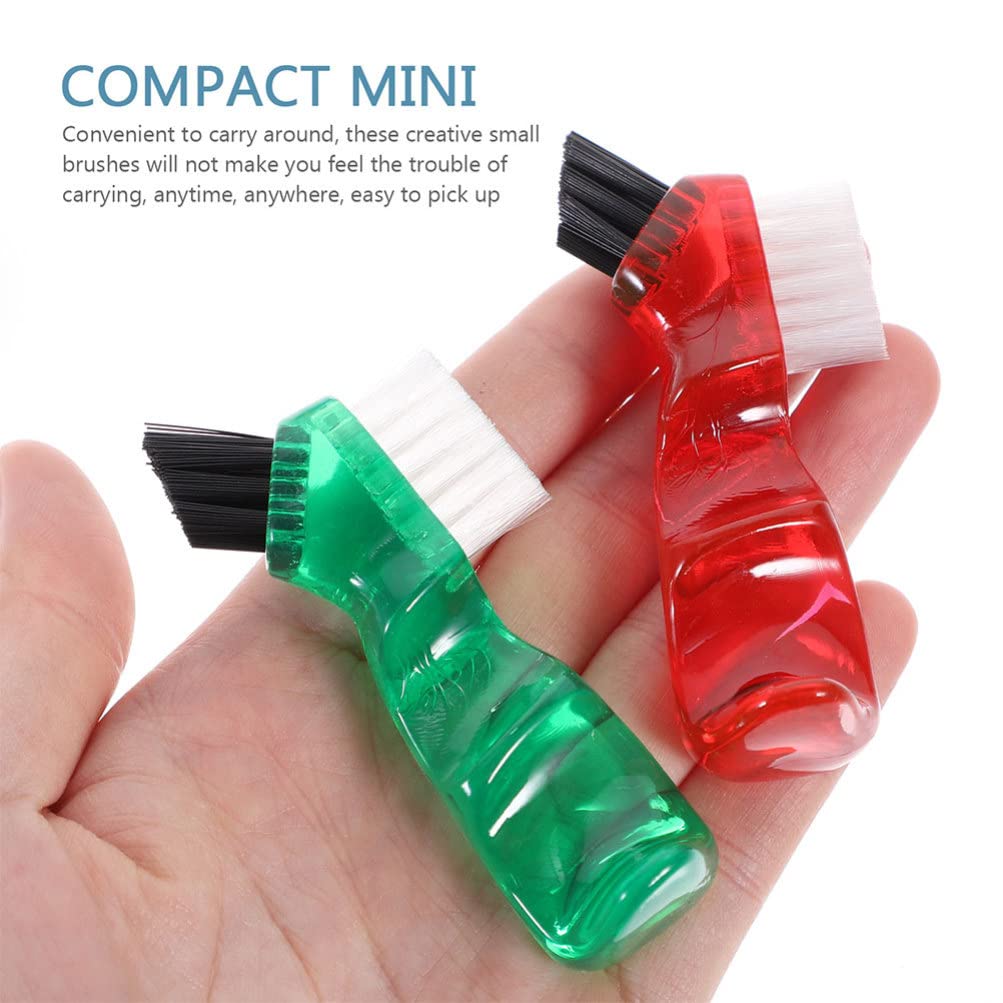 GLEAVI 3-Pack Dual Head Denture Toothbrush - Hard Bristles for Deep Cleaning - Portable False Teeth Cleaner (Orange, Red, Green) | Perfect for Travel, Home & Daily Denture Care