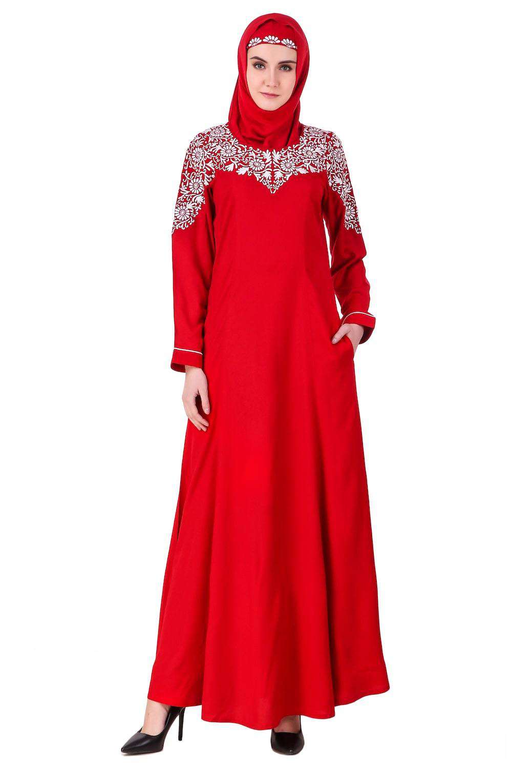 Elegant Heavy Embroidered Abaya Dress for Women - Islamic Modest Prayer Dress - Perfect for Eid, Ramadan & Special Occasions