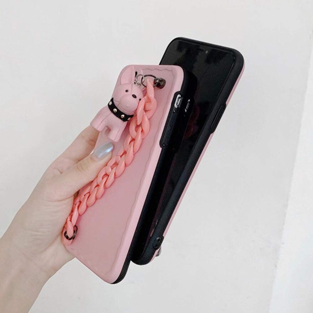 Cute Silicone Shockproof Case for iPhone 12 Pro Max with Wrist Strap & Bulldog Charm - Stylish Protective Cover for Women & Girls | Perfect for Daily Use, Work, School & Travel