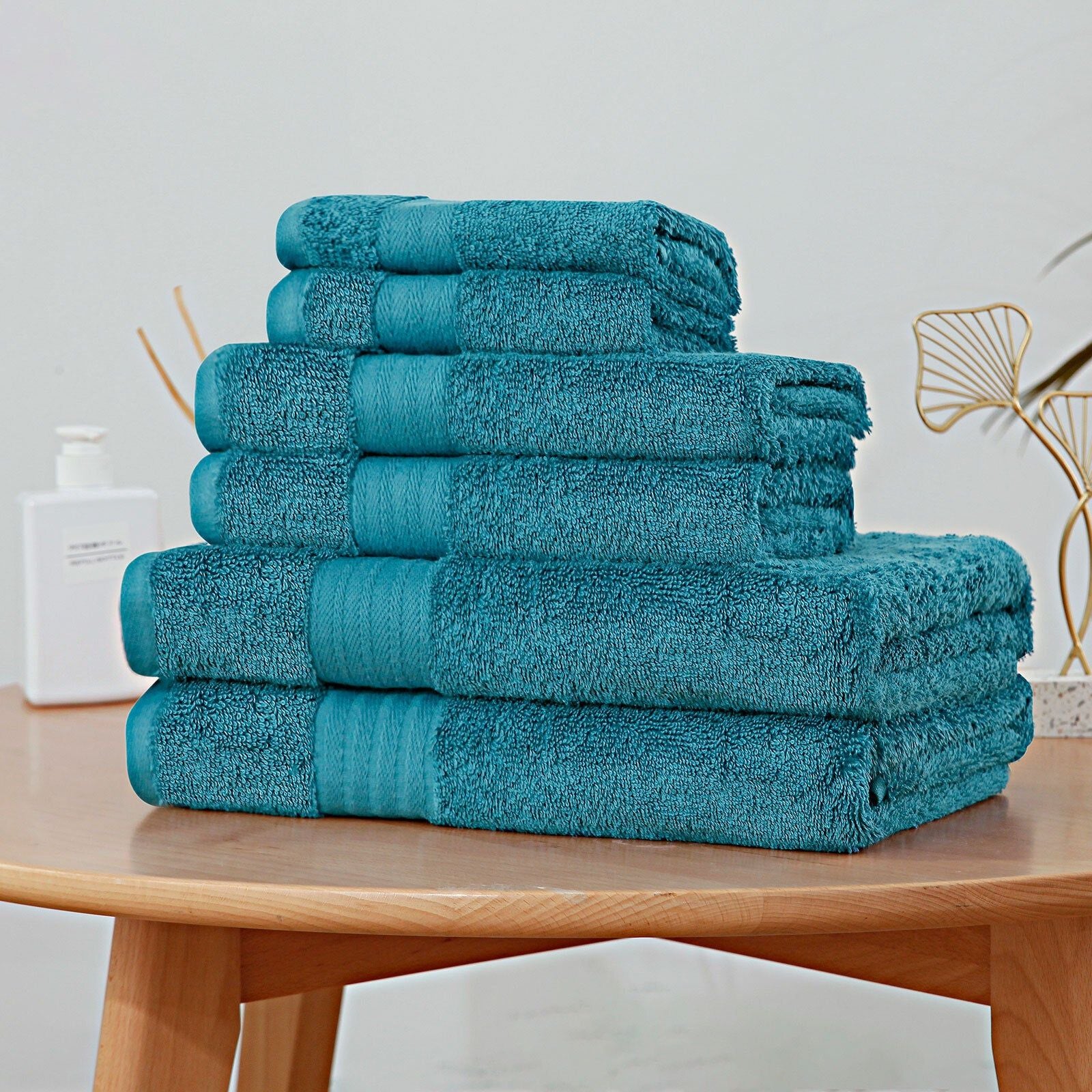Premium 6-Piece Ultra Soft & Absorbent Cotton Bath Towel Set - Blue | Spa Quality Bath & Shower Towels for Luxury Home & Hotel Use