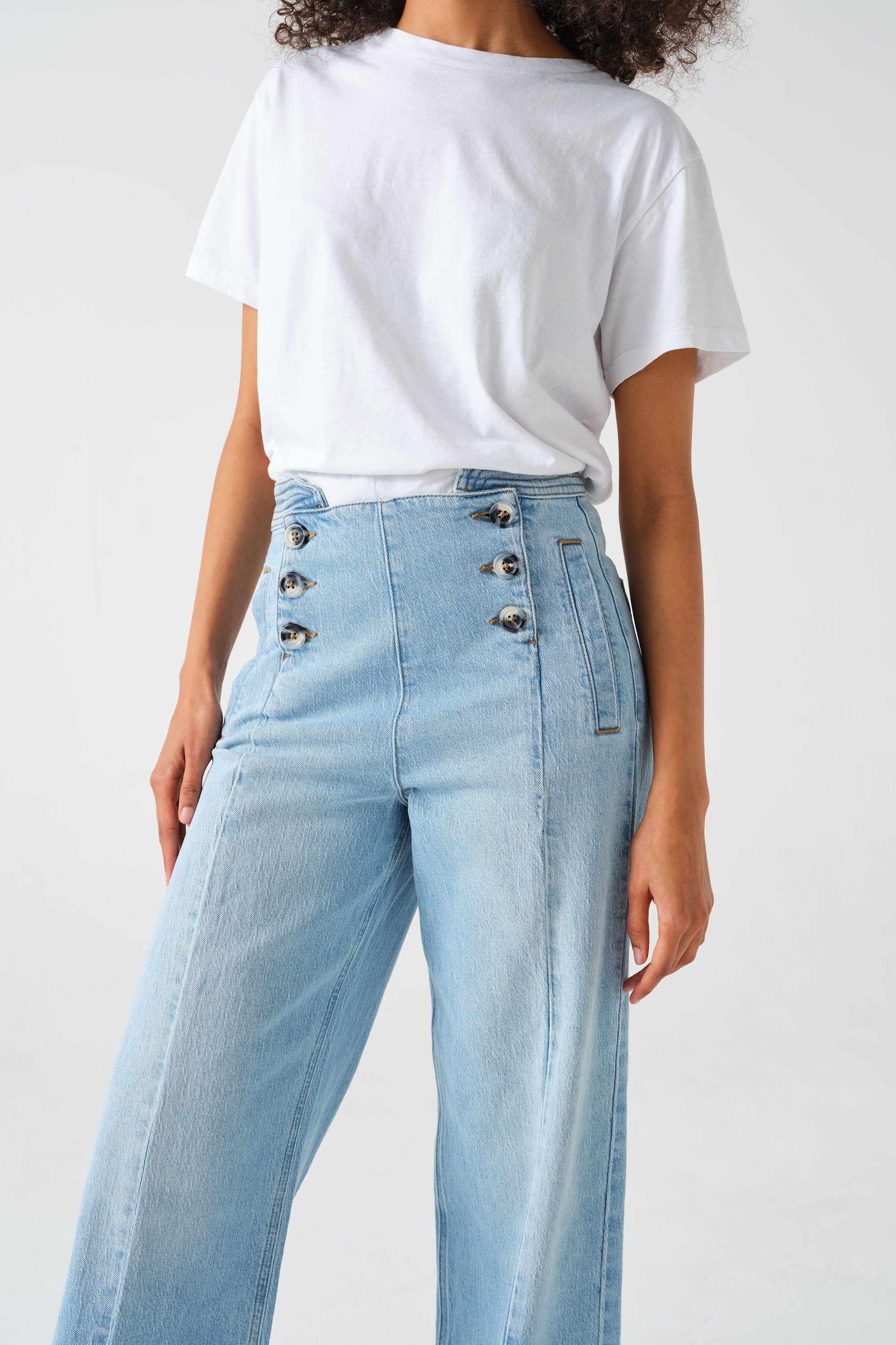 Seventy + Mochi Marie Jeans for Women - High Waist Stretch Denim Pants in Oceanic Blue | Comfortable & Stylish for Casual Wear, Office & Date Night