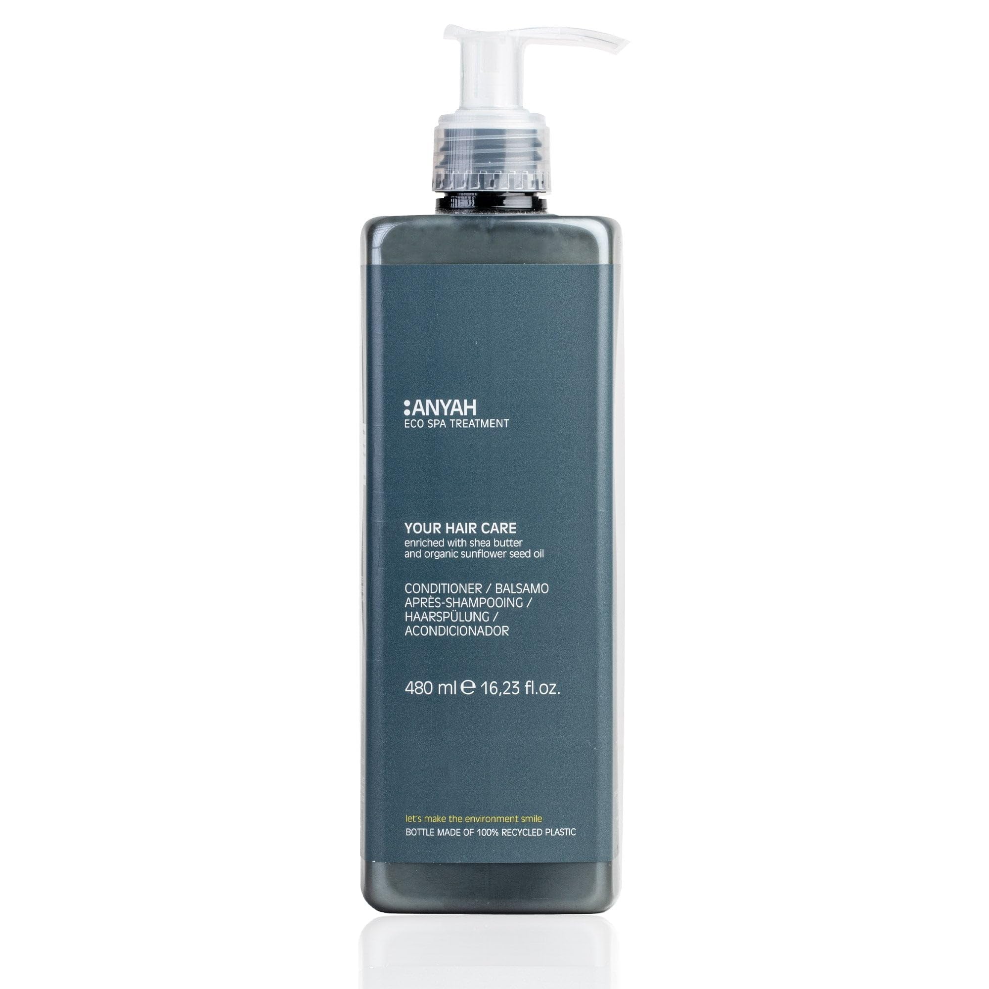 Anyah Conditioner (480ml/18 Pack) - EU Ecolabel Certified, Sealed Pump Hair Care for Soft & Shiny Hair - Perfect for Salons, Spas & Home Use
