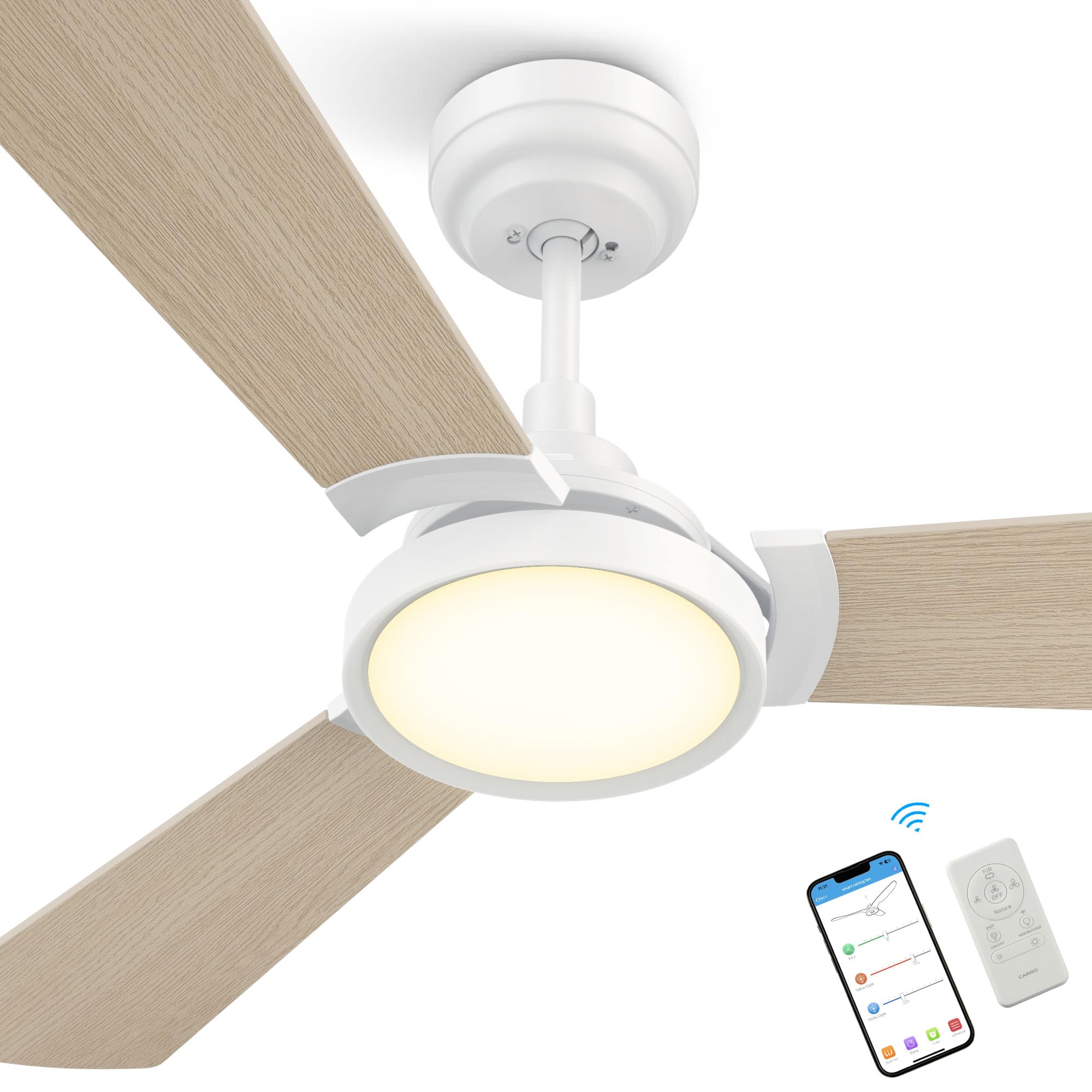 52 Inch Smart WiFi Ceiling Fan with Dimmable LED Light & Remote Control - Works with Alexa, Google Home & Siri - 10 Speed DC Motor - Timer & Scheduling - Indoor/Outdoor Use - Perfect for Living Room, Bedroom, Patio & Covered Porch