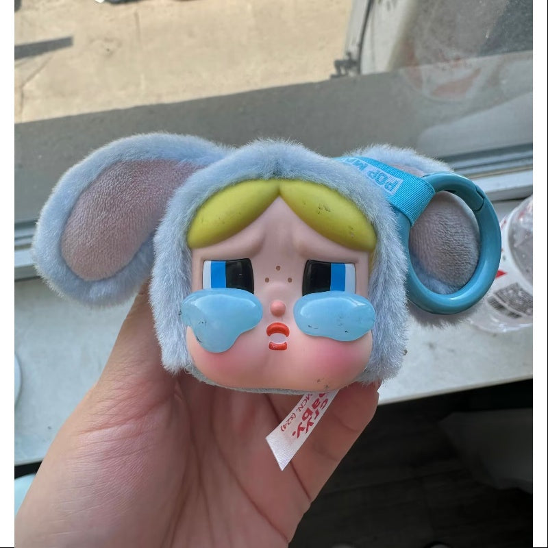 Powerpuff Girls Crybaby Bunny Bubbles Vinyl Keychain - Cartoon Character Pendant for Backpacks, Purses & Keyrings - Kawaii Anime Collectible Accessory for Fans & Gift Giving