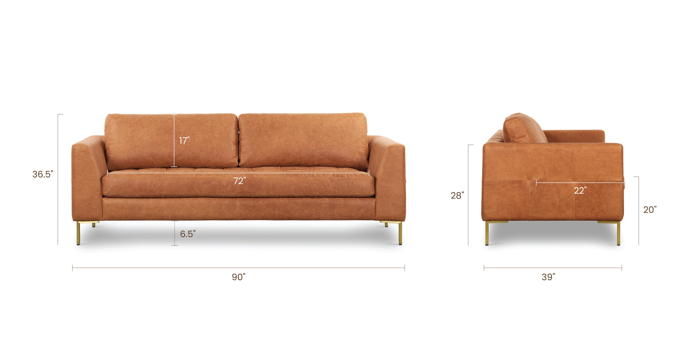 Calle 90 Sofa - Modern 3-Seater Couch with Soft Fabric & Sturdy Frame - Perfect for Living Room, Lounge & Small Spaces
