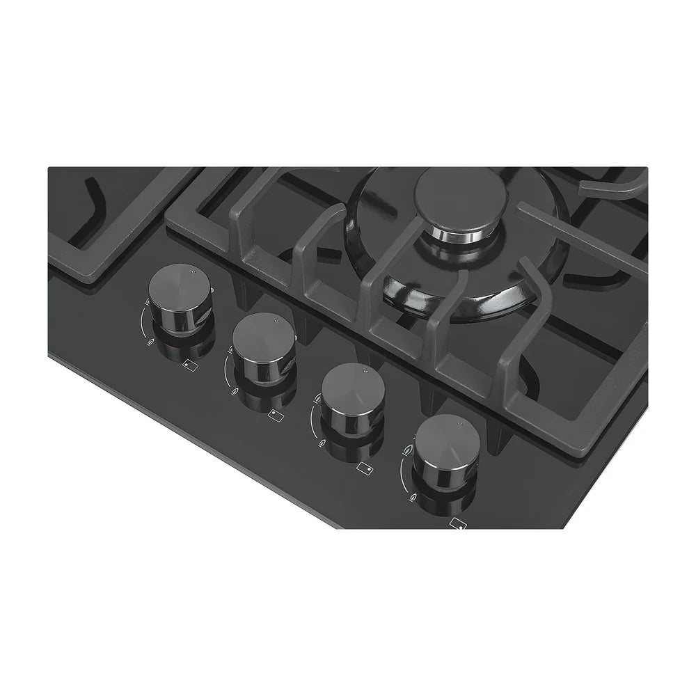 Empava 24-Inch Built-In Gas Cooktop with 4 Italian SABAF Burners - NG/LP Convertible, Black Tempered Glass - Perfect for Modern Kitchens & Home Renovations