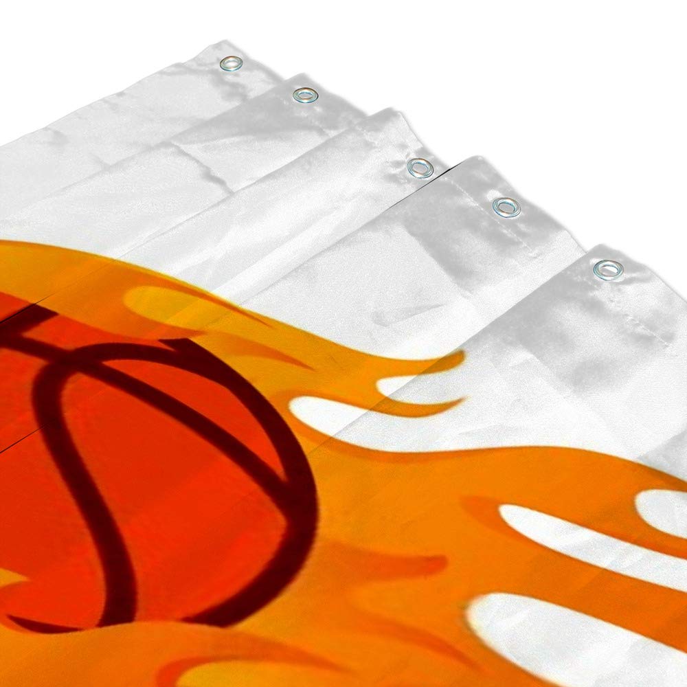 Flaming Basketball Shower Curtain - Waterproof Polyester Fabric Bathroom Curtain with 12 Hooks for Showers, Stalls & Bathtubs - Perfect for Sports-Themed Bathrooms & Kids' Rooms