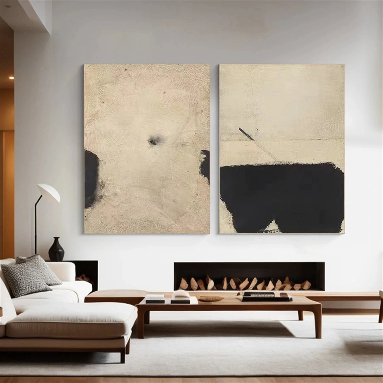 Abstract Tranquility Wall Art Set of 2 - Modern Minimalist Canvas Paintings for Living Room, Bedroom & Office Decor #WS245 - Perfect for Home Styling and Gift Giving