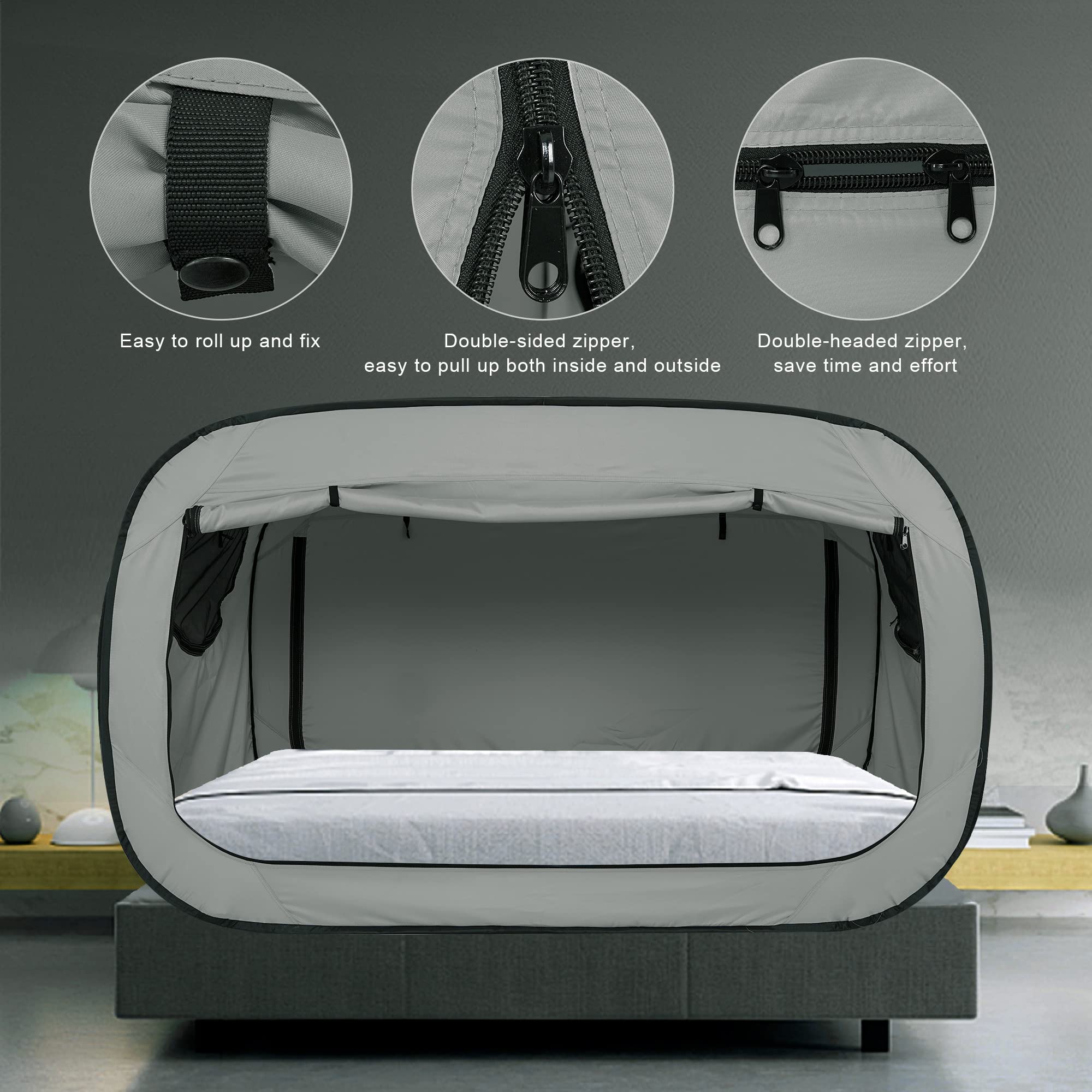 Portable Bed Tent Canopy for Kids & Adults - Breathable Indoor Sleeping Tent with 2 Doors - Private Space for Bedrooms, Camping & Relaxation