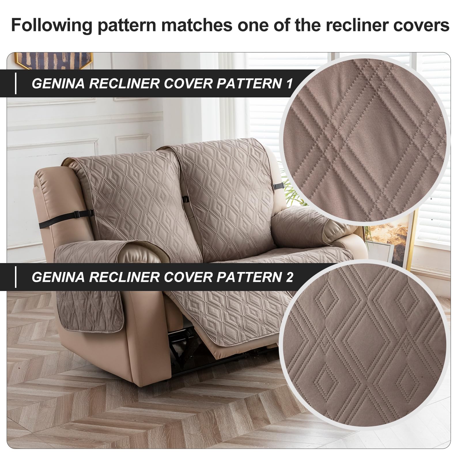 Waterproof Recliner Loveseat Cover Non-Slip Sofa Protector for 2-Seat Reclining Couches - Washable Pet & Kid-Friendly Furniture Cover (Taupe) - Perfect for Living Room, Family Room & Pet-Friendly Homes