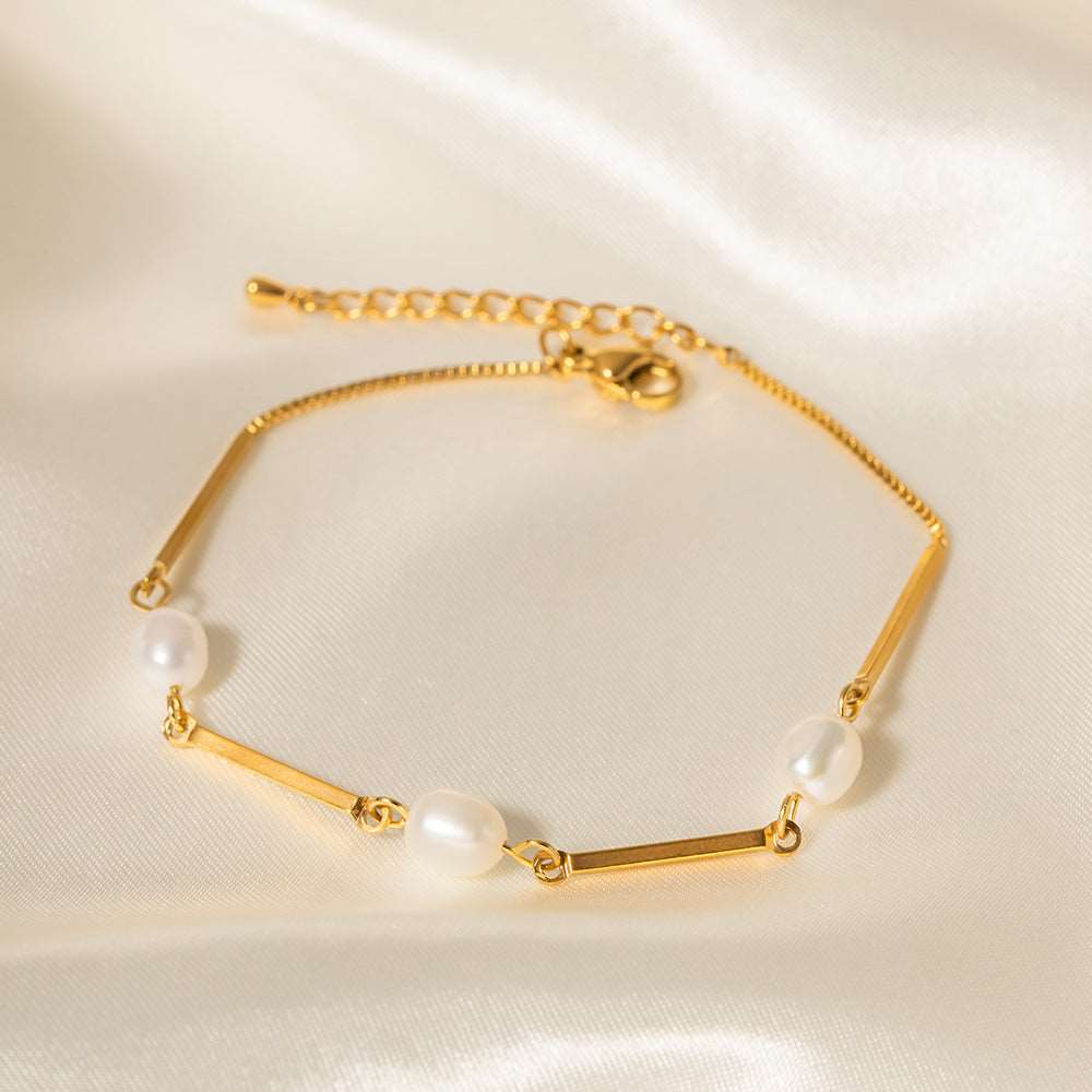 18K Gold Freshwater Pearl Bracelet - Elegant Jewelry for Women | Perfect for Weddings, Parties & Special Occasions | JDB004