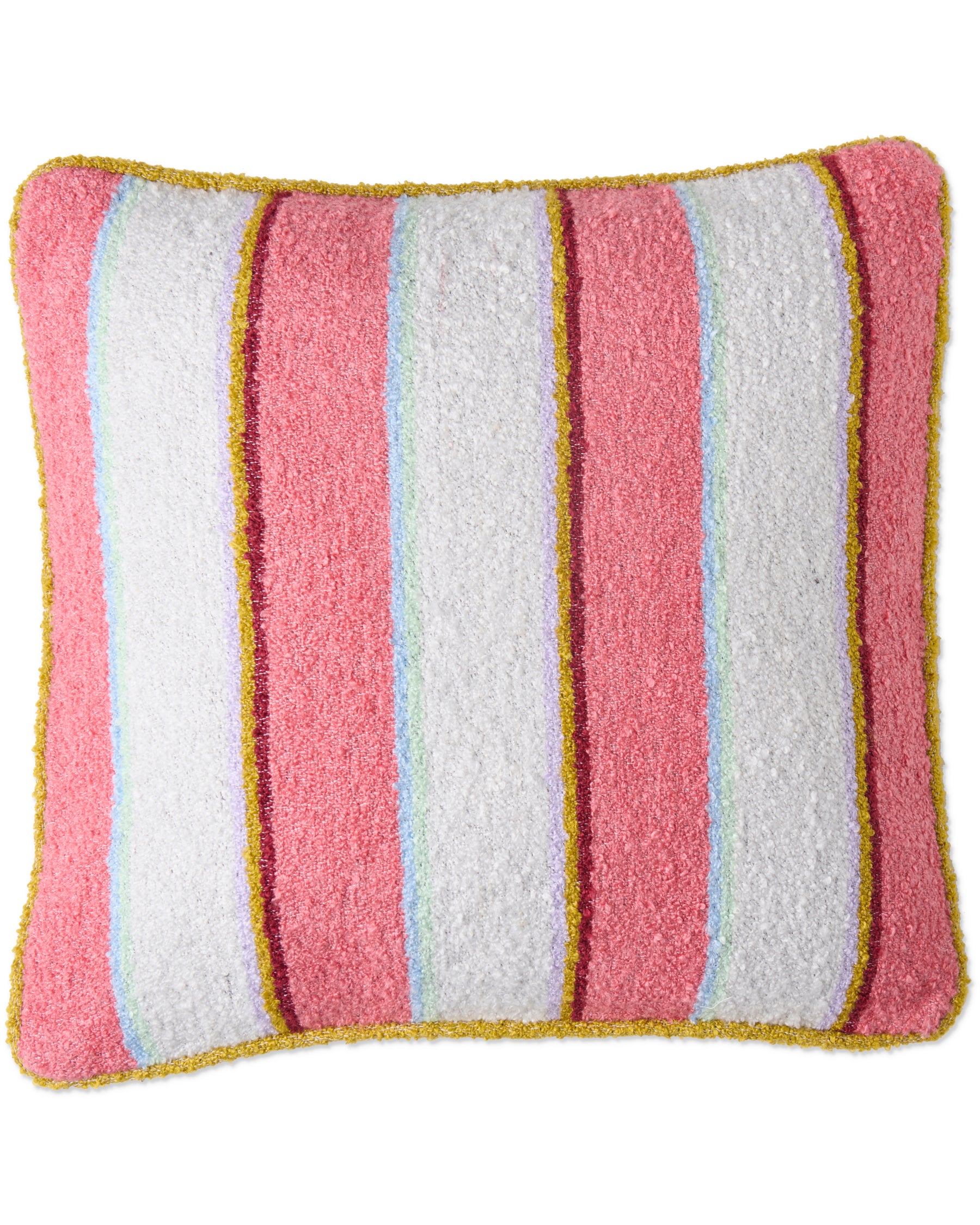 Rose Water Stripe Square Boucle Throw Pillow Cover - Soft Textured Decorative Cushion for Sofa, Bed & Home Decor