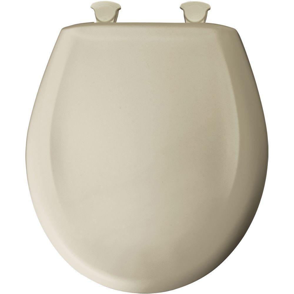 Bemis Slow Close STA TITE Round Closed Front Toilet Seat in Bone Color - Durable, No-Slip Toilet Seat for Home, Bathroom & RV Use (Model 529667)