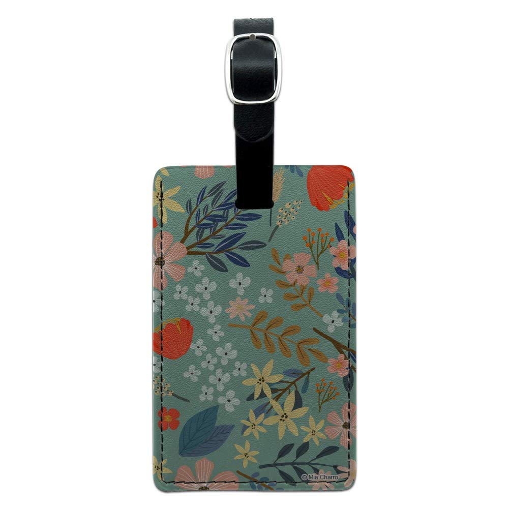 Premium Margarida Flowers Rectangle Leather Luggage Tag - Durable Suitcase ID Card Holder for Travel Bags & Carry-Ons | Perfect for Airports, Business Trips & Vacation Identification