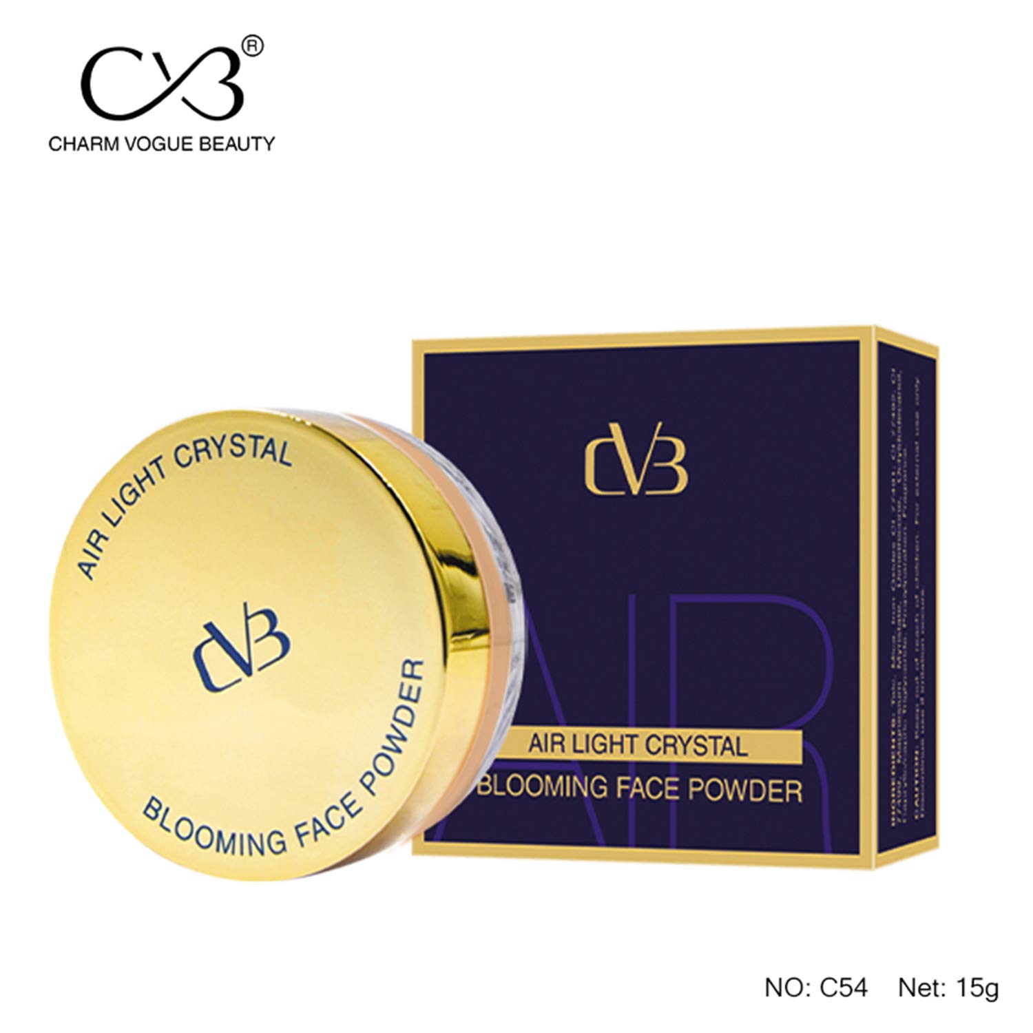 CVB C54 Blooming Loose Face Powder - Air Light Crystal Oil Control Powder for Buildable Full Coverage & Matte Finish (Shade 4, 15g) | Perfect for Daily Makeup, Oily Skin Control & Long-Lasting Matte Look