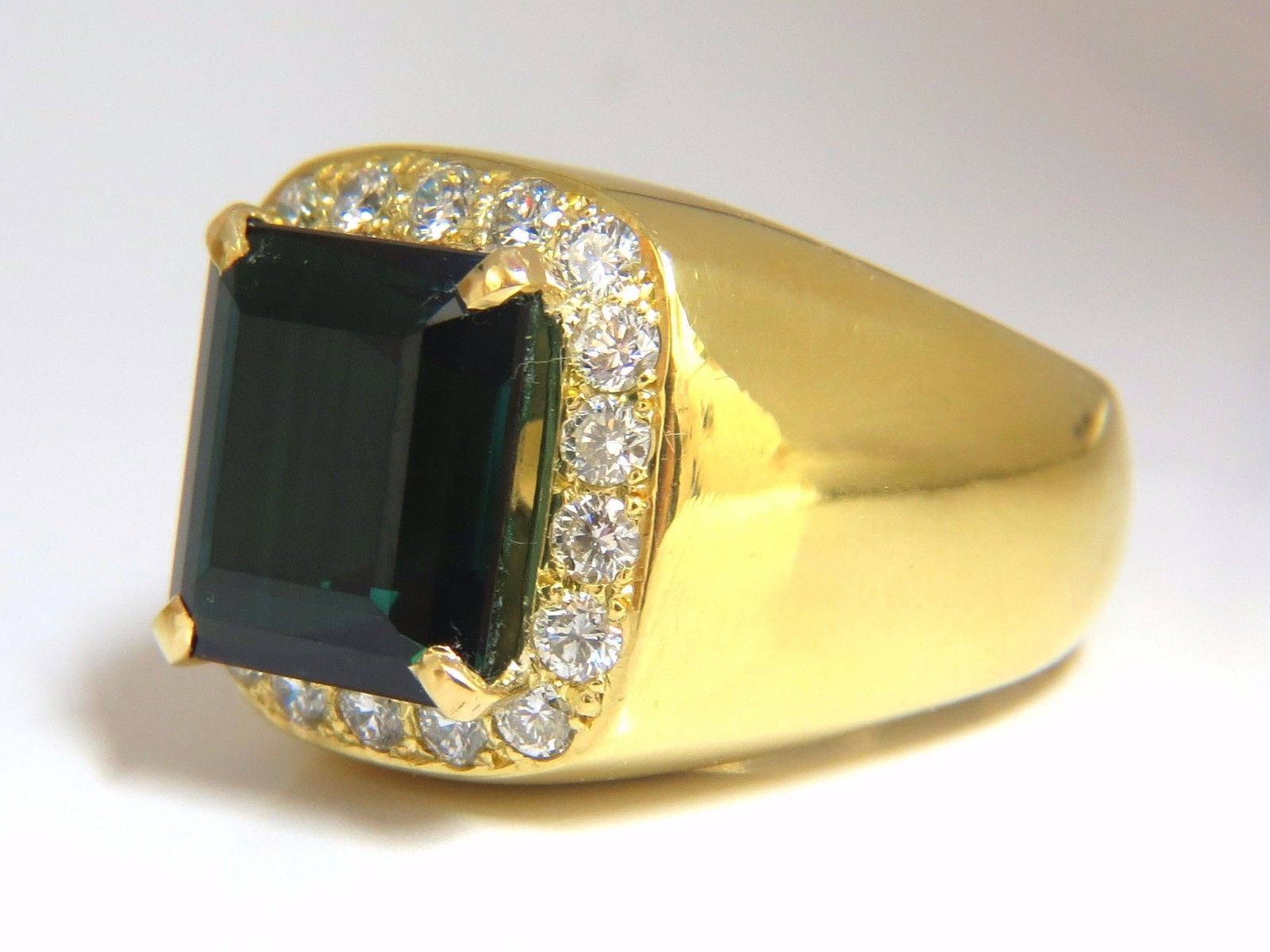 GIA Certified 13.59 Carat Natural Vivid Blue Green Tourmaline Diamond Ring in 18K Gold - Perfect for Engagement, Anniversary & Luxury Jewelry Gifts