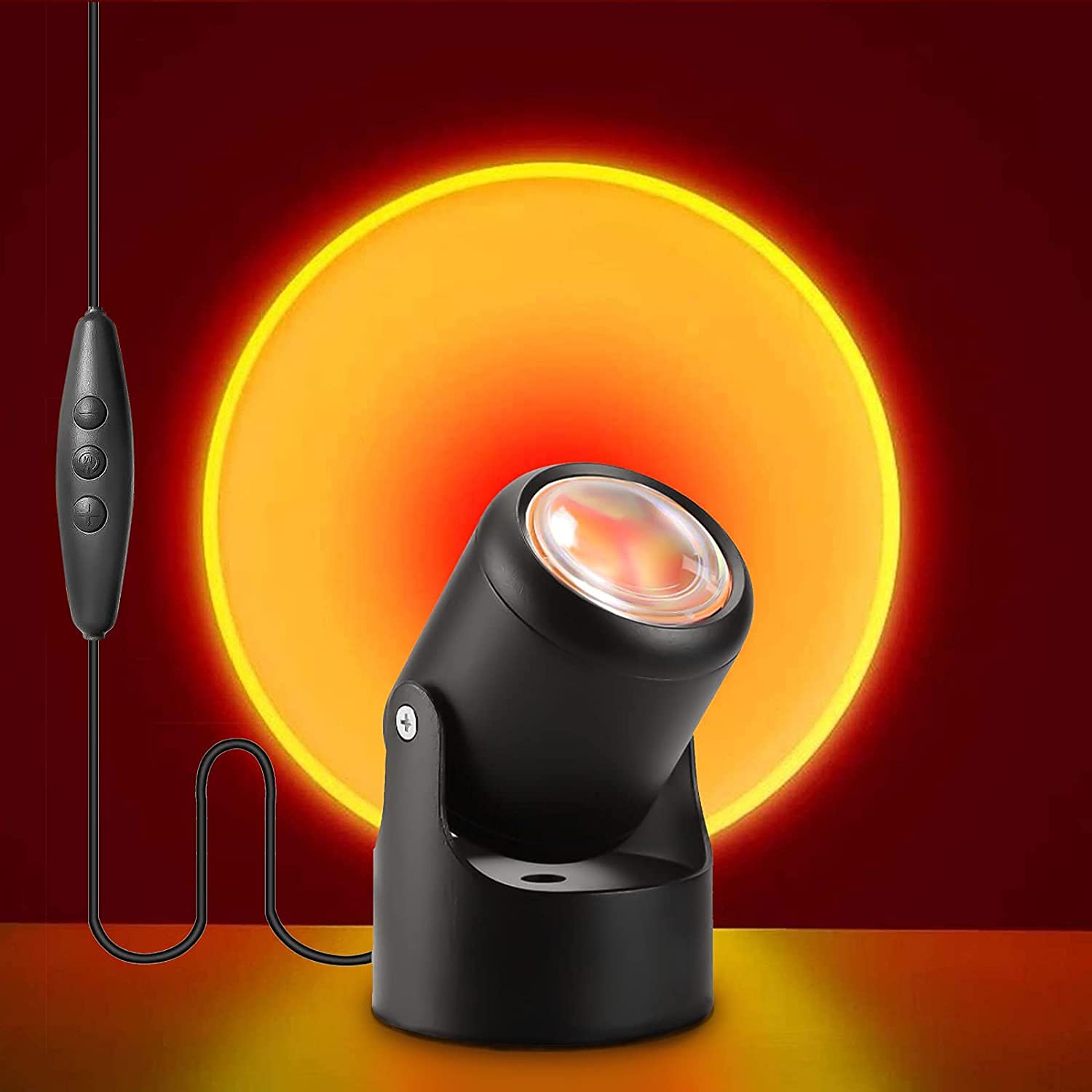 180° Rotatable Dimmable Sunset Projector Lamp - High Brightness LED Night Light for Photography, Selfie, Home Decor - USB Powered (15W) - Perfect for Bedroom, Living Room, Party & Romantic Ambiance