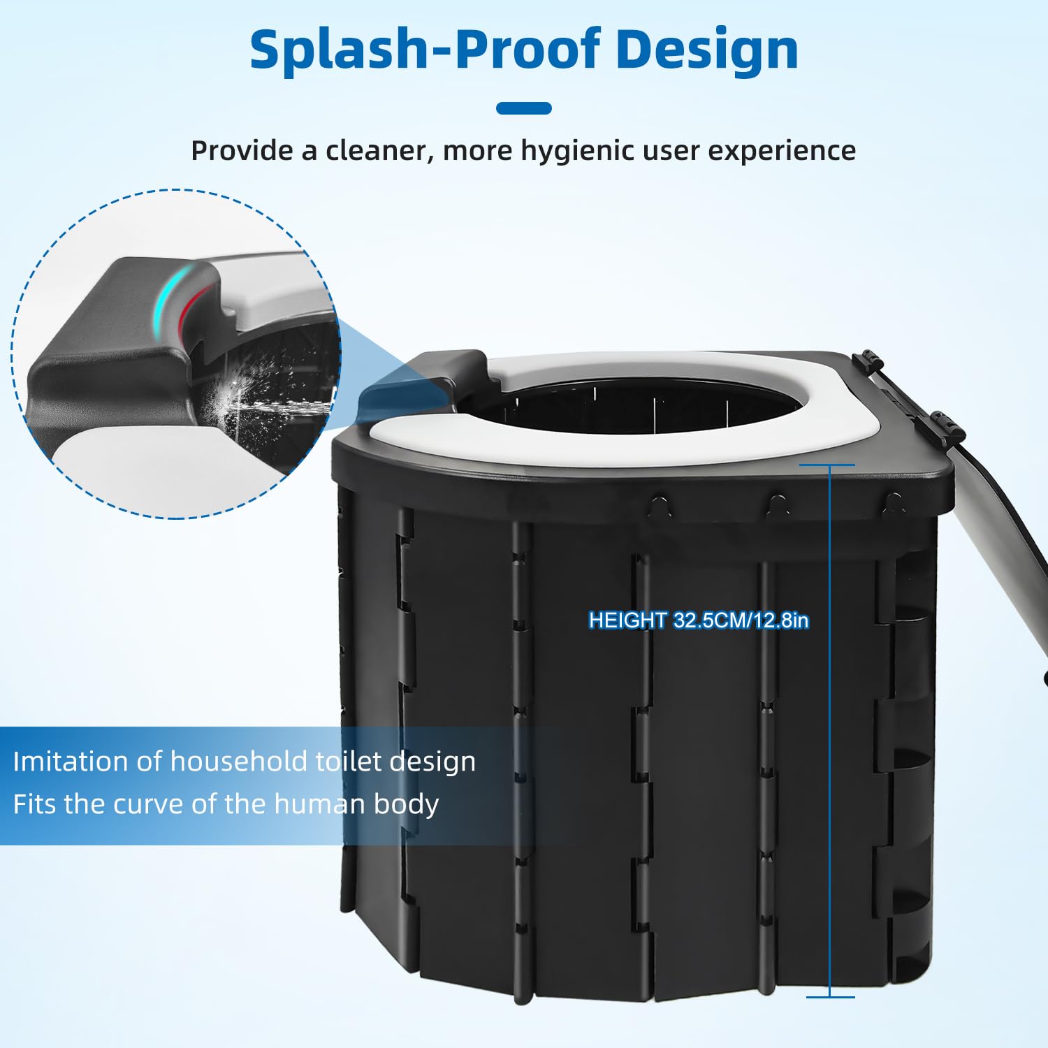 Portable Camping Toilet for Adults - Foldable Travel Toilet with Lid & Removable Paper Holder - Ideal for Hiking, Road Trips, Cars, Tents & Truck Drivers - Perfect Outdoor Emergency Toilet Solution