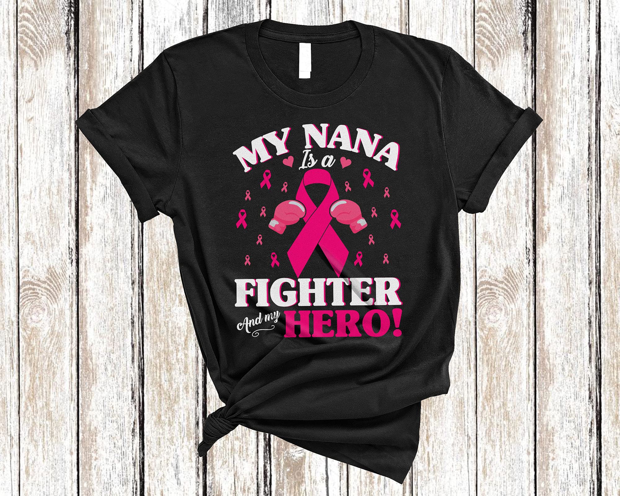 My Nana is A Fighter Hero - Cute Breast Cancer Awareness Pink Ribbon Unisex T-Shirt - Support Survivors & Raise Awareness for Daily Wear & Fundraising Events