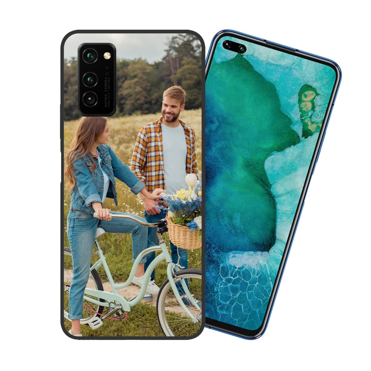 Custom Huawei Honor V30 Phone Case - Personalized Picture Shockproof Silicone Cover with Soft Candy Design | Christmas Birthday Gift Idea | Protective Black Case for Daily Use, Travel & Special Occasions