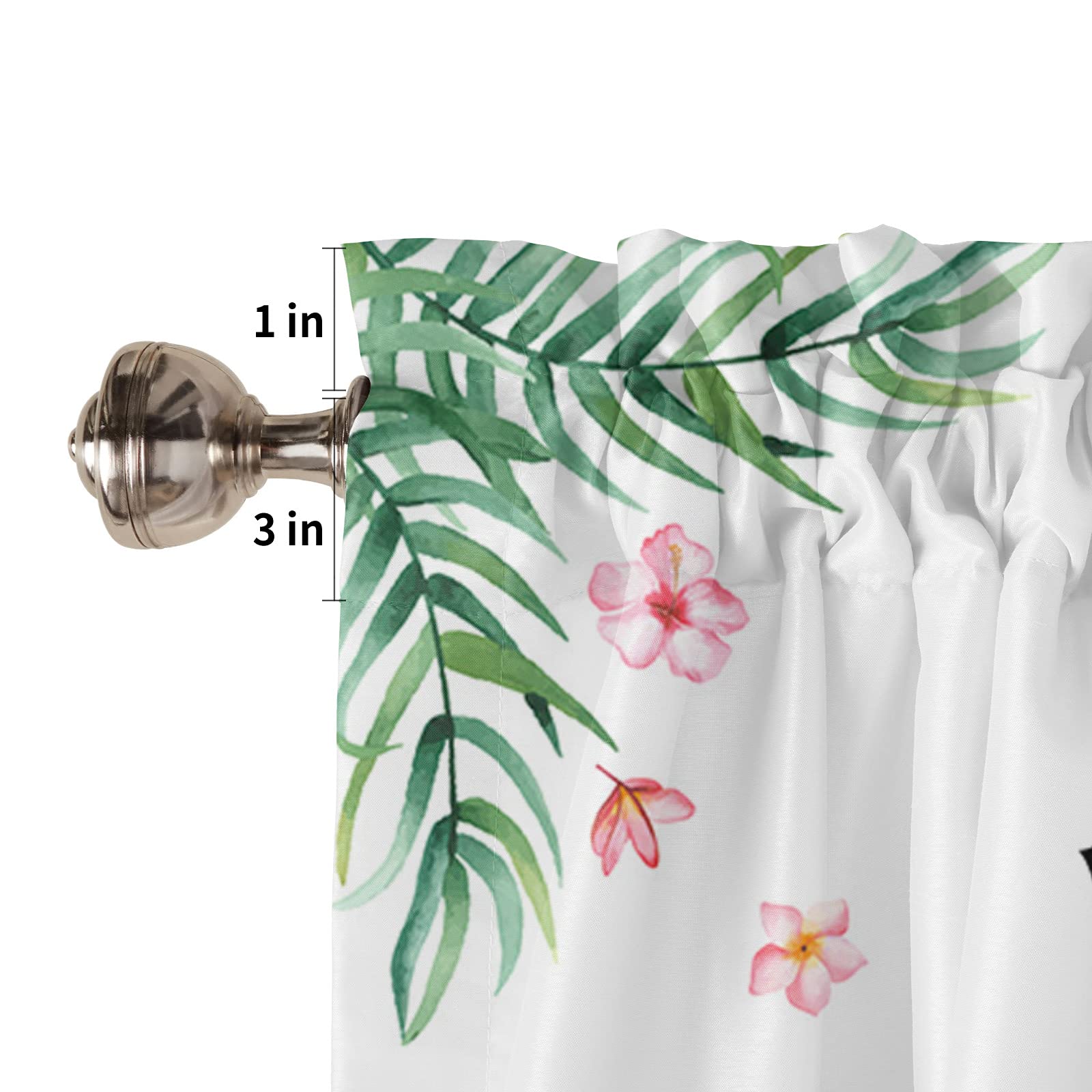 Red Truck with Watermelon Summer Kitchen Curtains Set - 24 Inch Tier Curtains & Tropical Leaf Valances for Windows, Living Room, Bedroom | Farmhouse Decor, Seasonal Home Accents