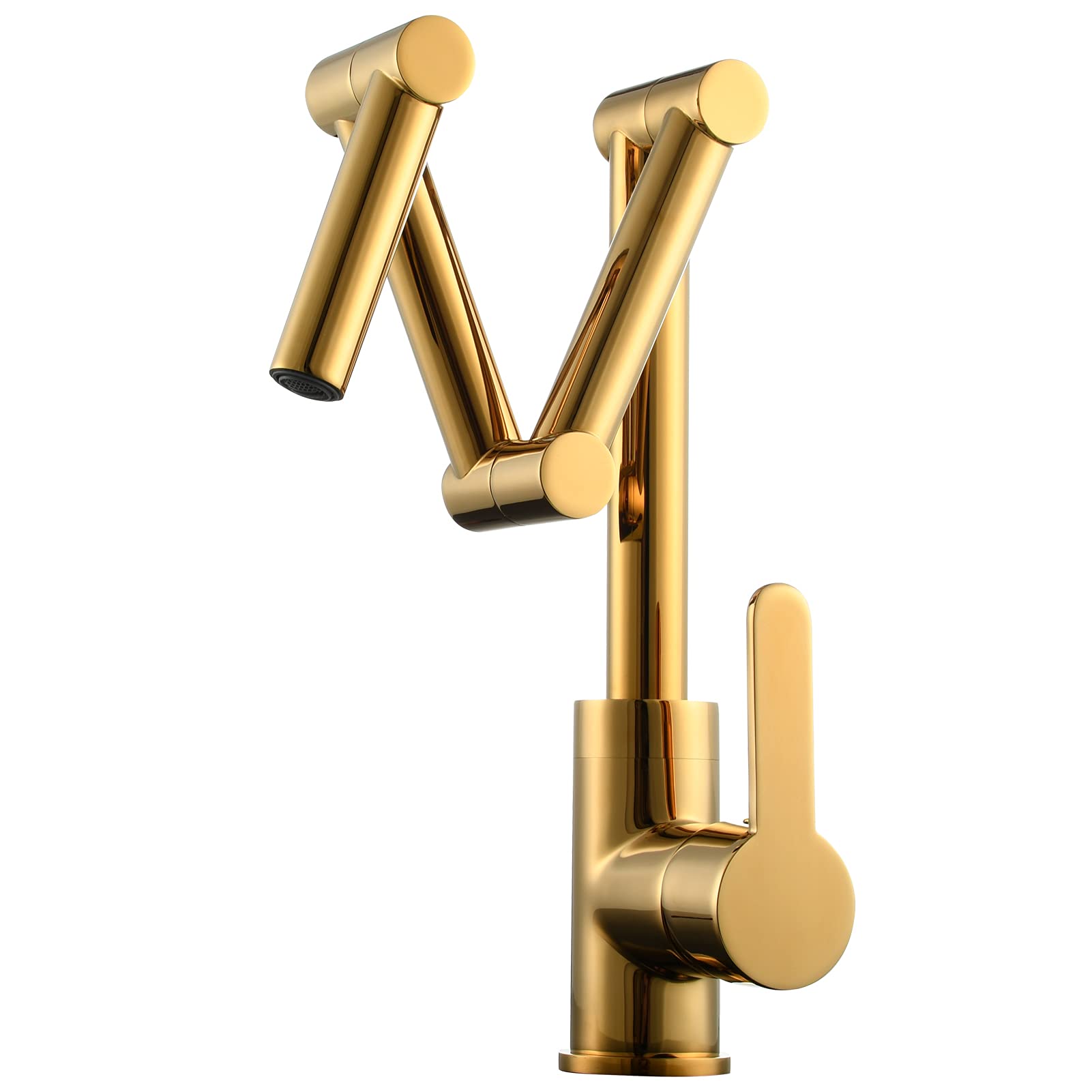 Single Handle Brass Pot Filler Kitchen Faucet - Deck Mounted Sink Mixer Tap in Titanium Gold (BJ1231) - Perfect for Modern Kitchens & Bar Sinks