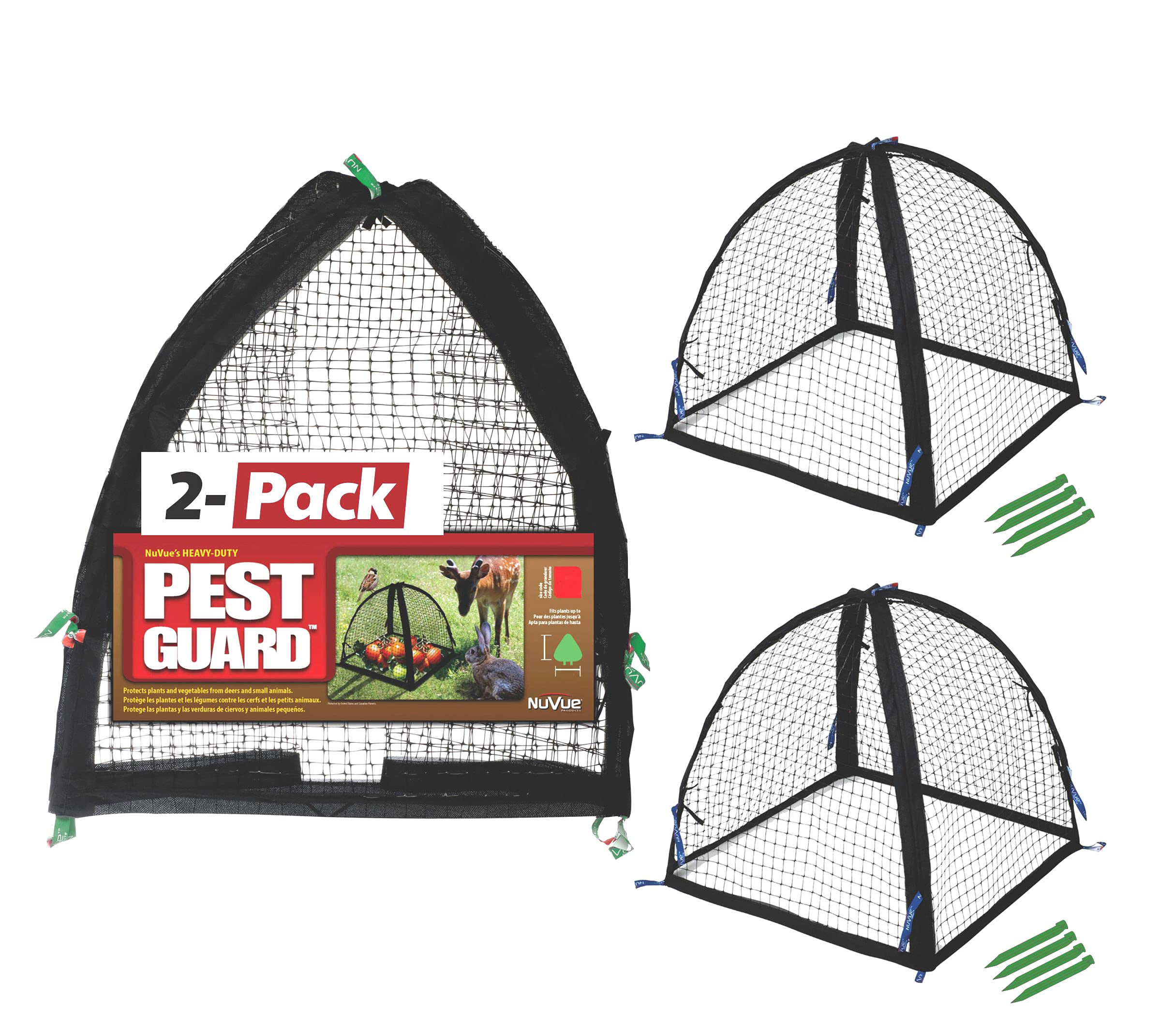 NuVue 32103 Pop-Up Garden Netting Pest Guard Covers with Ground Spikes - 36