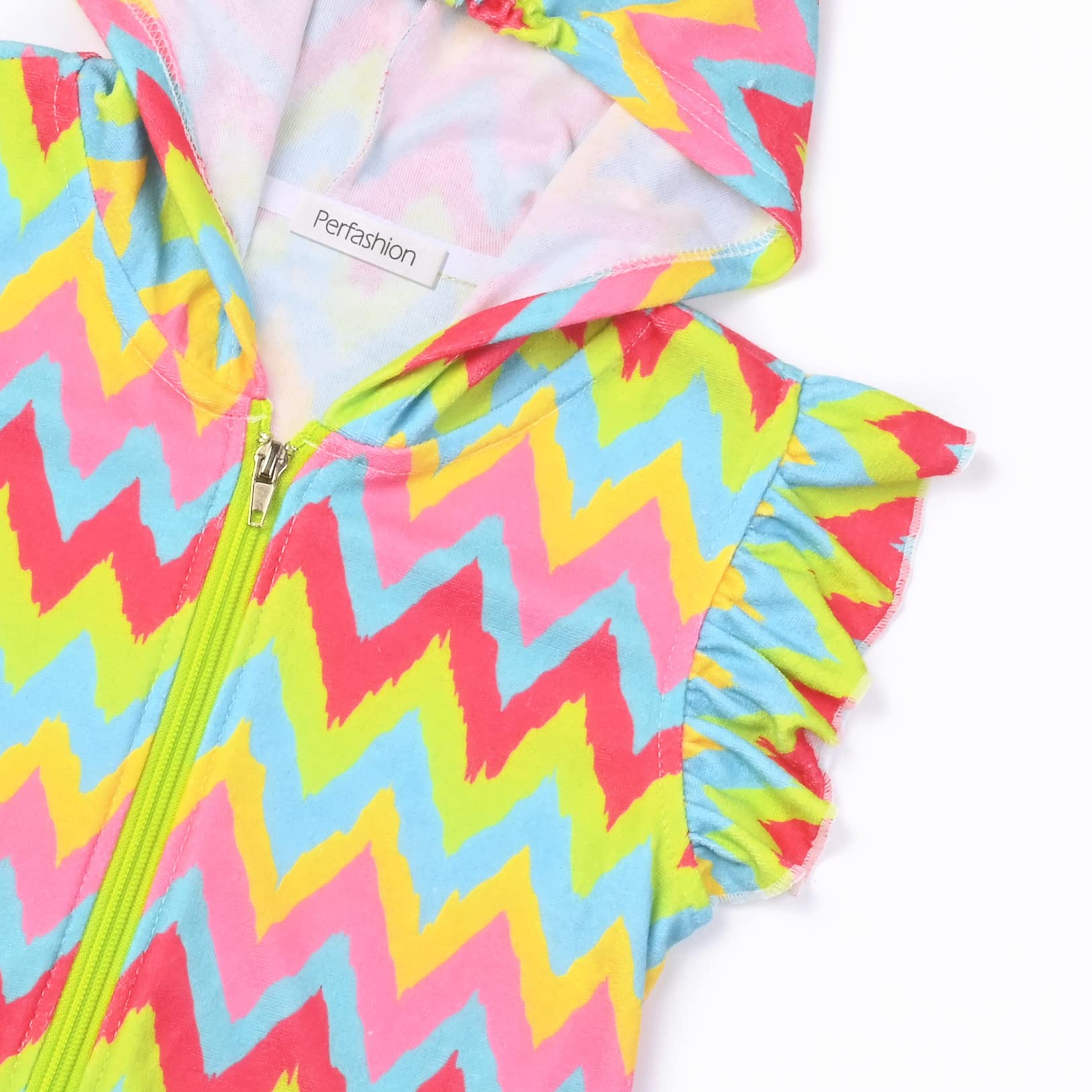 Girls Terry Hooded Zip-Up Swim Cover Up - Soft & Comfortable Swimwear Cover for Kids - Perfect for Beach, Pool & Summer Outings