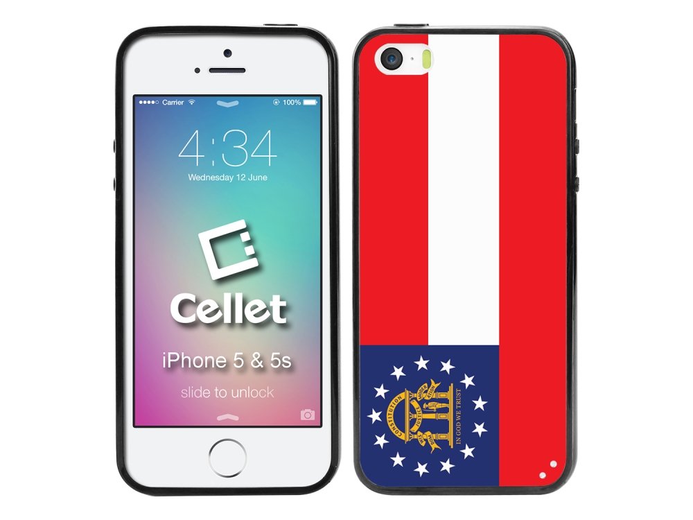 Georgia Flag Design iPhone 5 Case - Cellet Proguard Protective Cover [Shockproof & Scratch Resistant] | Perfect for Everyday Use, Travel & Showing State Pride