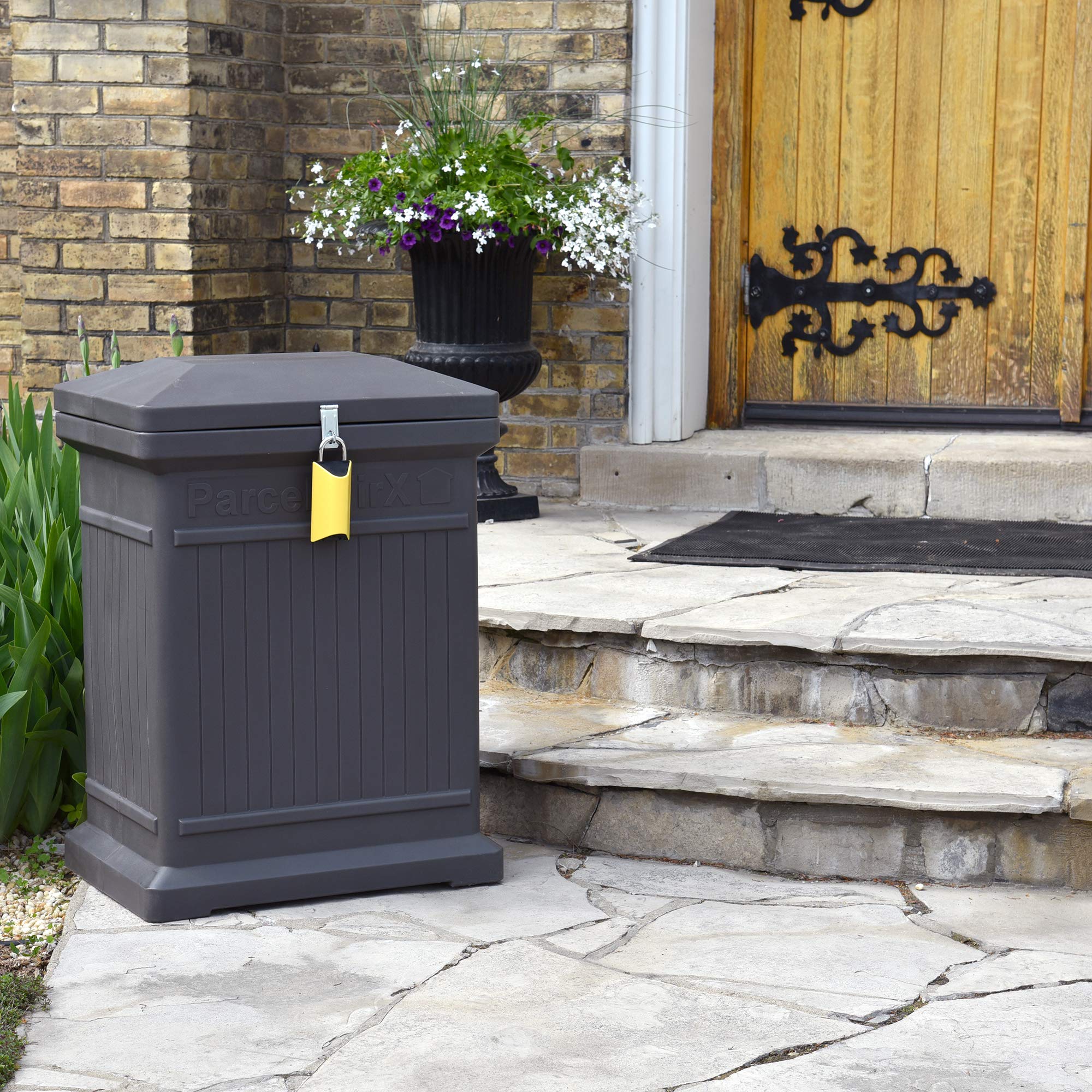Premium Vertical Storage Cabinet - Lockable Package Delivery Box with Hinged Lid & Smart Lock, Graphite | Secure Mail & Parcel Storage for Home, Office & Apartments | Weatherproof Outdoor Package Drop Box