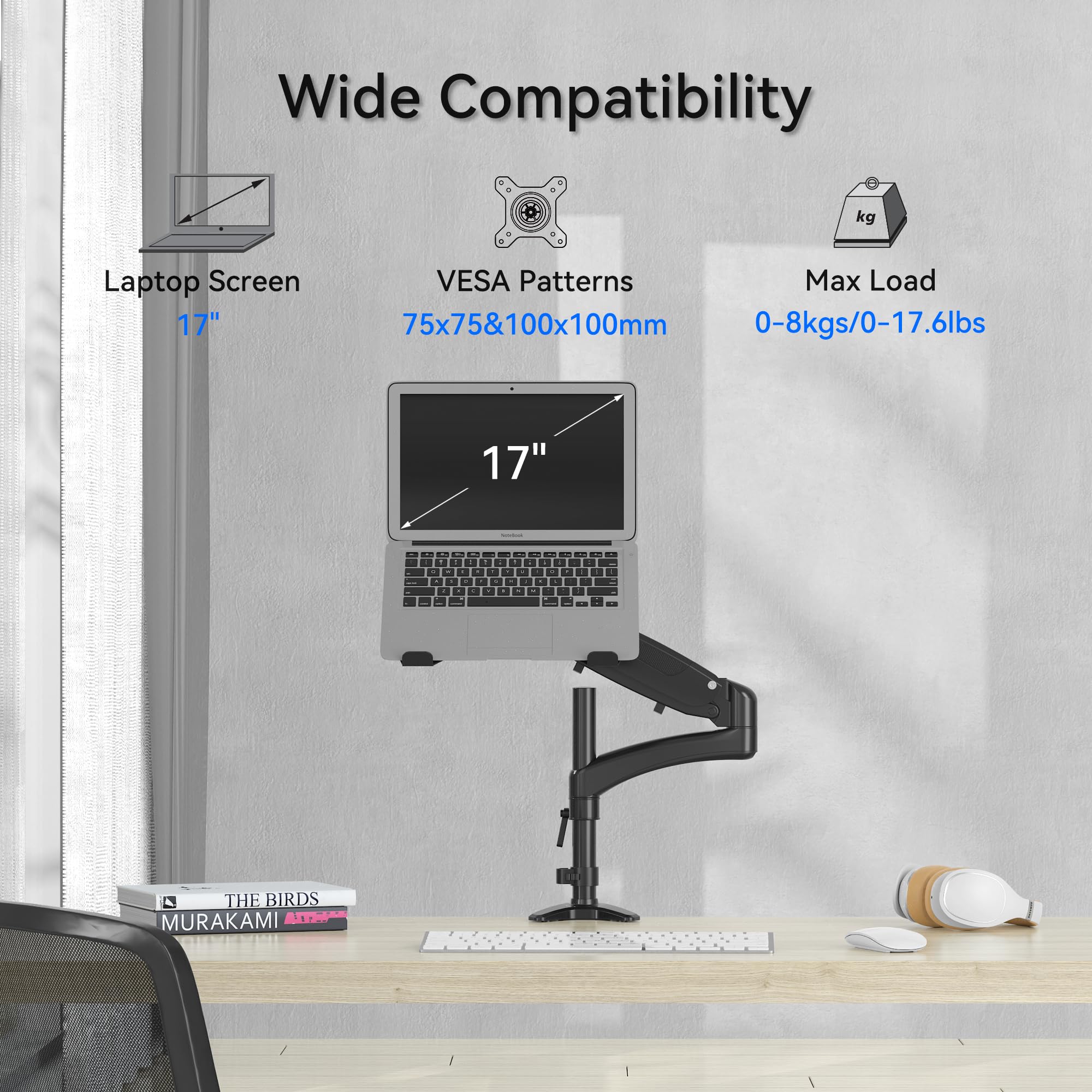 Adjustable Gas Spring Laptop Stand for 17