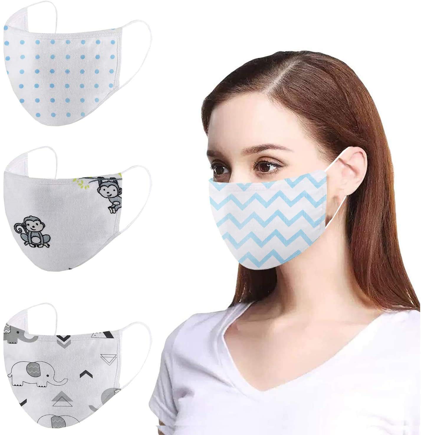 Eco-Friendly 100% Cotton Washable & Reusable Muslin Face Mask - 4-Layer Breathable Cloth Mask with Multi-Print Design (Pack of 12) - Perfect for Daily Use, Travel, and Outdoor Activities