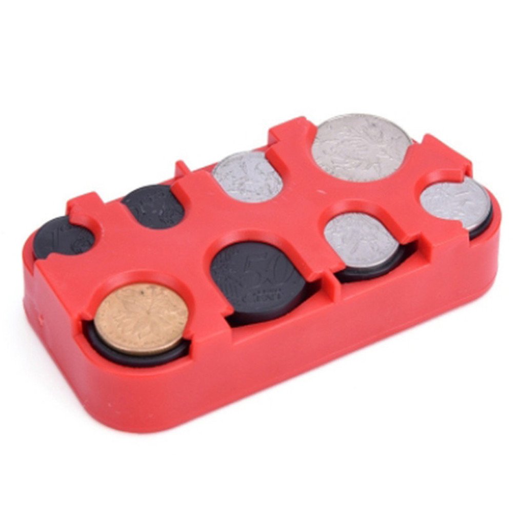 Euro/Dollar Coin Dispenser - Portable Coin Purse Wallet with Storage Box for Cash & Change (Red) - Perfect for Travel, Vending Machines & Retail Businesses