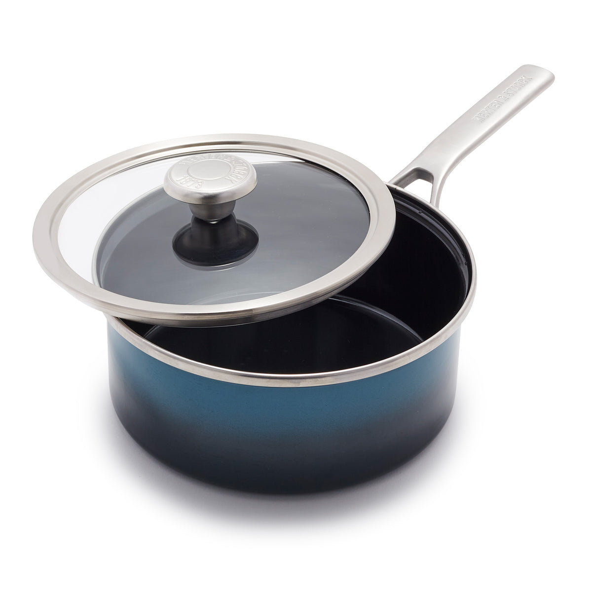 Premium Merten & Storck 2.5 Quart Enameled Steel Saucepan with Glass Lid - Durable Aegean Teal Cookware for Sauces, Soups & Stews | Ideal for Gas, Electric & Induction Stovetops