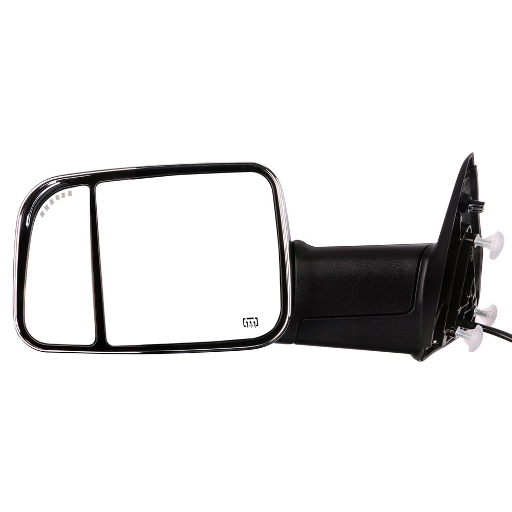 Aintier Power Heated Towing Mirrors for Dodge Ram 1500/2500/3500 (2010-2018) - LED Turn Signal, Puddle Light & Chrome Housing | Perfect for Towing, Camping & Off-Road Adventures