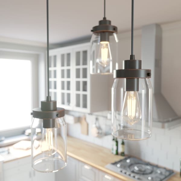 Hunter Devon Park 3-Light Onyx Bengal Chandelier - Elegant Ceiling Lighting Fixture for Dining Room, Bedroom, or Living Room Decor