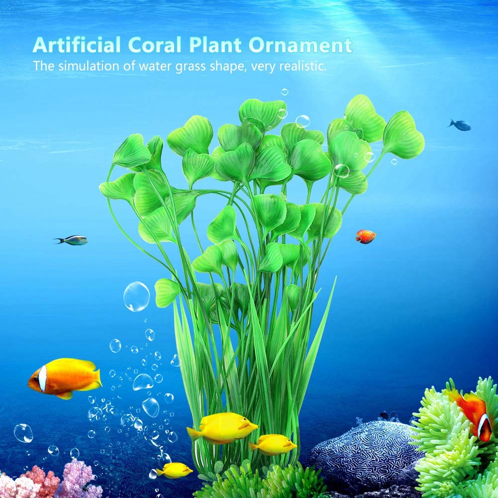 Premium Artificial Water Plants for Aquarium - Realistic Plastic Underwater Decor, Fish Tank Ornament for Freshwater & Saltwater Tanks - Perfect for Home Aquascaping, Office Fish Gardens, and Underwater Landscape Design (Green)