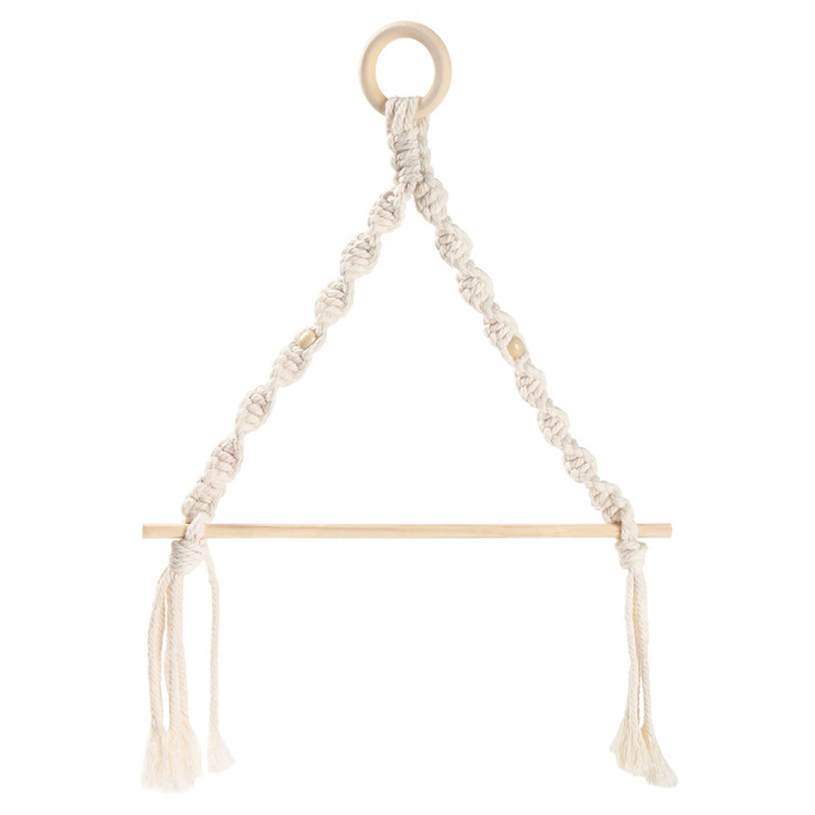 Handmade Boho Wooden Wall Mount Paper Towel Holder with Cotton Rope - Macrame Hanging Kitchen & Bathroom Towel Organizer for Farmhouse, RV, Dorm Decor