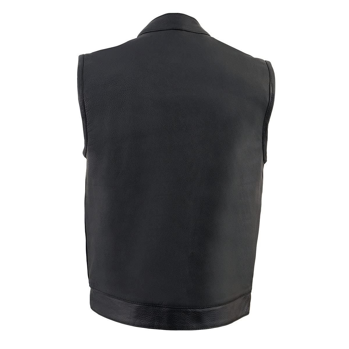 Milwaukee Leather MLM3510 Men's Black Premium Leather Motorcycle Vest - Club Style Biker Vest with Dual Closure & Open Neck Design - Medium Size for Riding Comfort - Perfect for Harley Davidson Riders & Motorcycle Enthusiasts