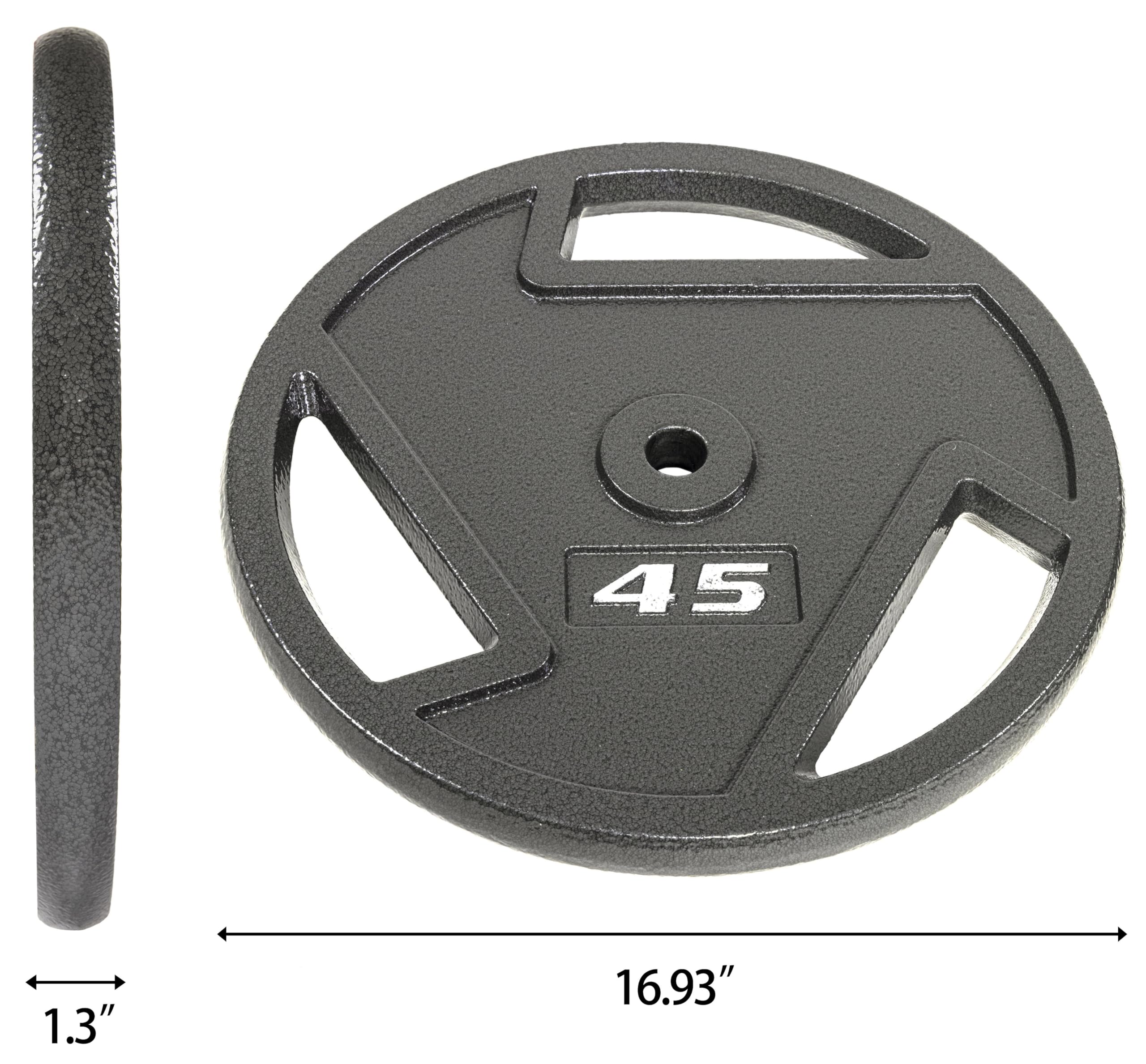 Signature Fitness 1-Inch Cast Iron Weight Plates - Standard Olympic Weight Plates for Strength Training, Weightlifting & CrossFit - Perfect for Home Gym, Commercial Gym & Powerlifting Workouts