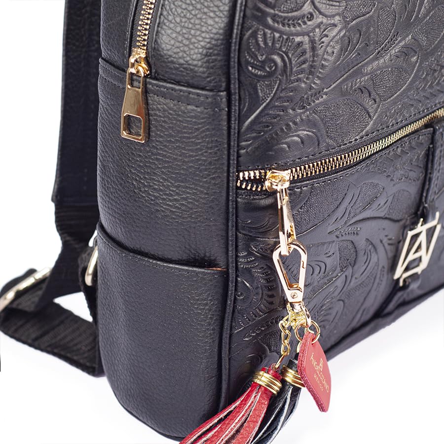 Handcrafted Leather Backpack for Women - Chiapas Model with Chiseled Engraving | Stylish & Durable Travel, Work & College Bag