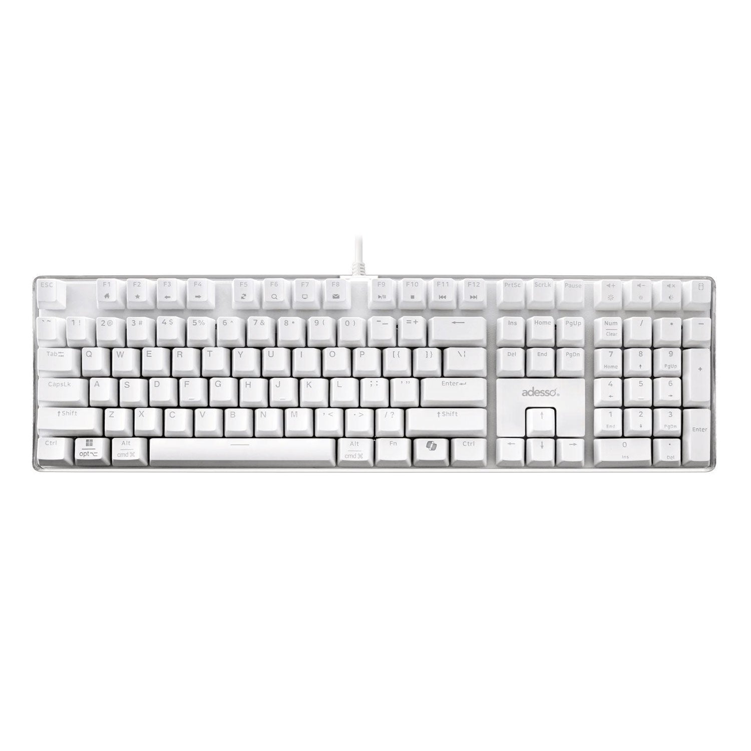 Adesso EasyTouch 680UW Wireless Ergonomic Keyboard - White | USB Plug & Play | Comfort Typing for Office, Home & Gaming (Ideal for Long Hours Computer Work)