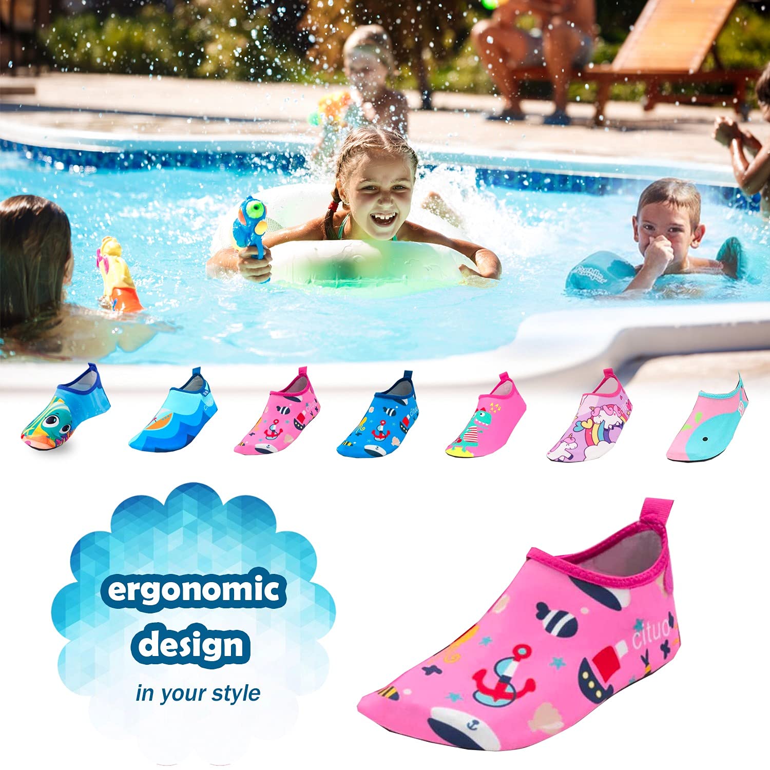 **Non-Slip Kids Summer Swim Shoes – Lightweight Water Shoes for Toddlers, Boys & Girls – Perfect for Pool, Beach & Outdoor Water Activities**