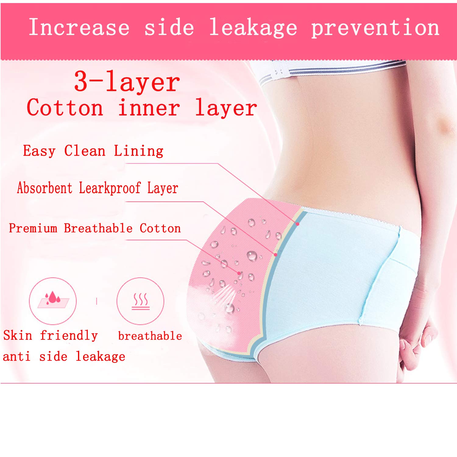 Hahan Teens Girls Period Underwear - Cotton Leak Proof Panties for Women & Teens - Comfortable Briefs for School, Sports & Overnight Protection