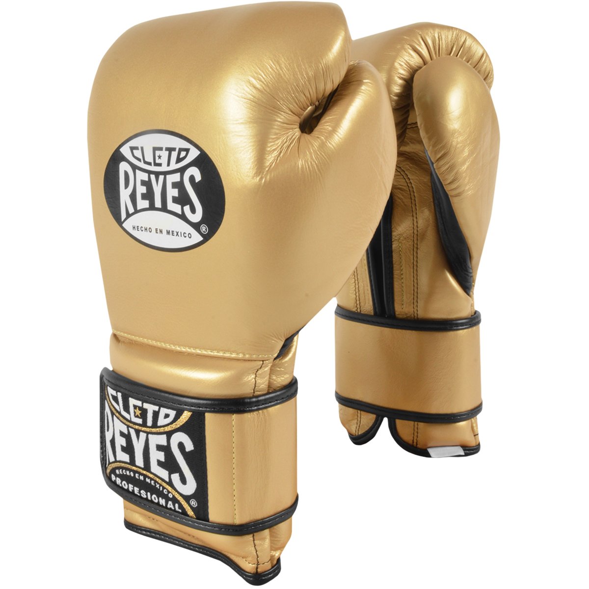 Cleto Reyes Hook & Loop Leather Training Boxing Gloves - Premium Solid Gold Color for Boxing, MMA, Kickboxing & Fitness Training