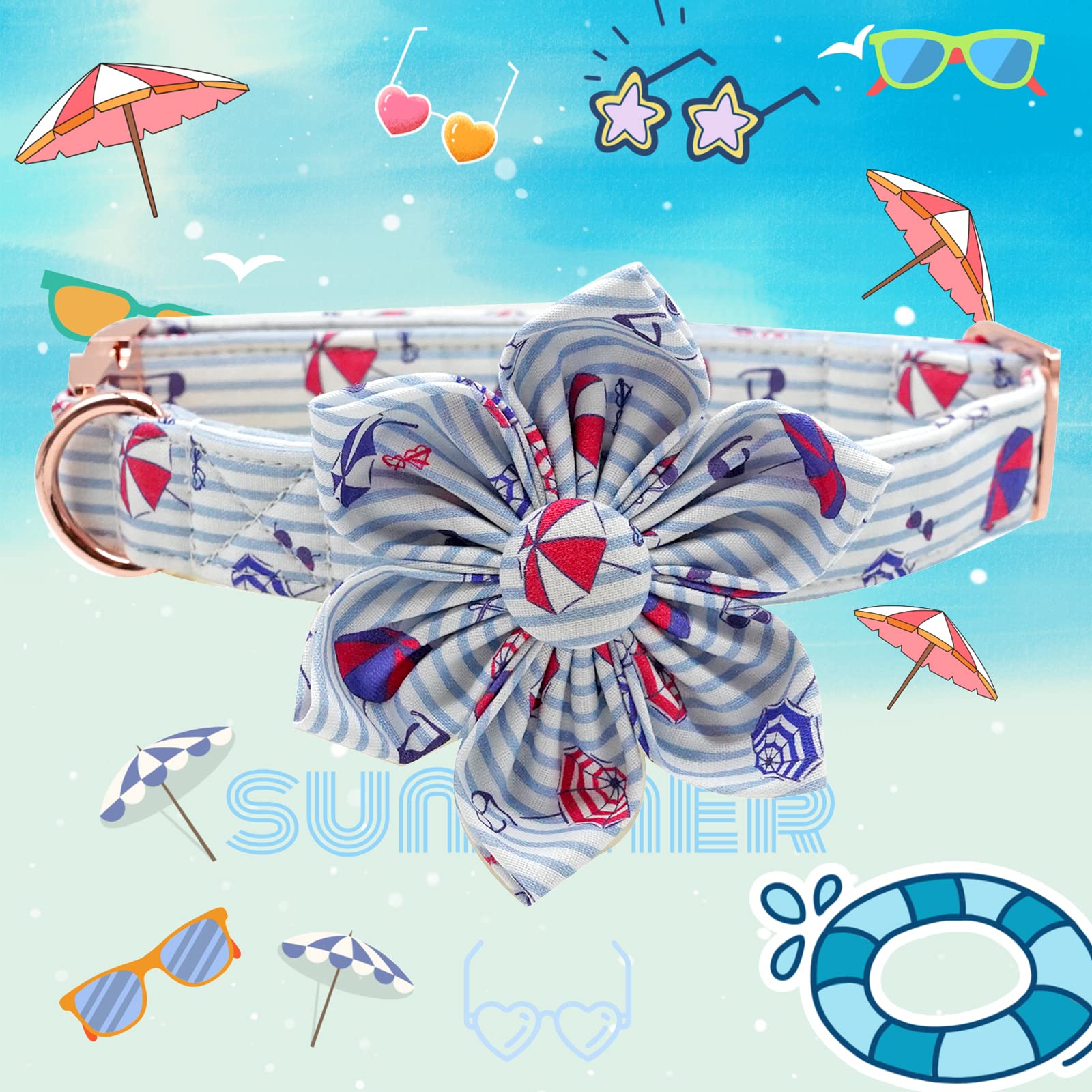 Lionheart Glory Summer Dog Collar with Flower - Adjustable Floral Pet Collar for Small, Medium & Large Dogs | Perfect for Outdoor Walks, Pet Photos & Special Occasions