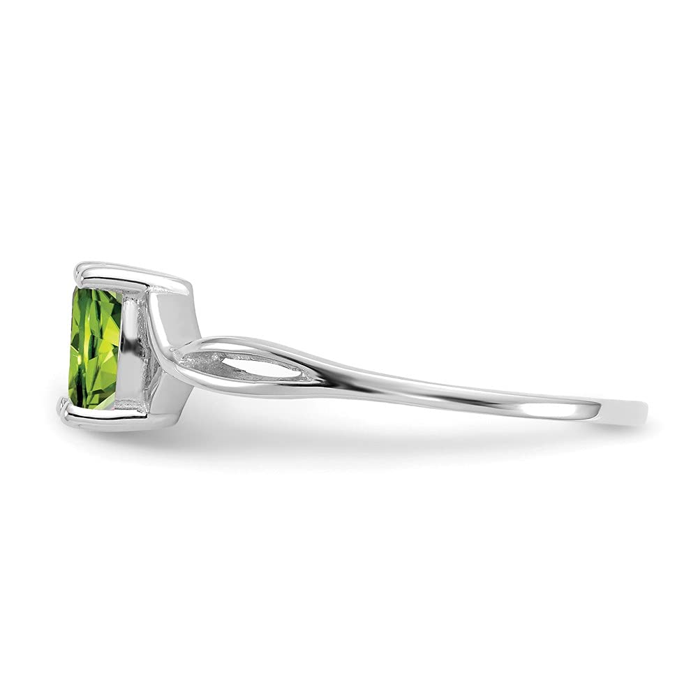 14K White Gold Peridot Birthstone Ring for Women - August Birthstone Jewelry, Dainty Stackable Ring, Size 7 - Perfect Gift for Her, Anniversary, Birthday & Special Occasions