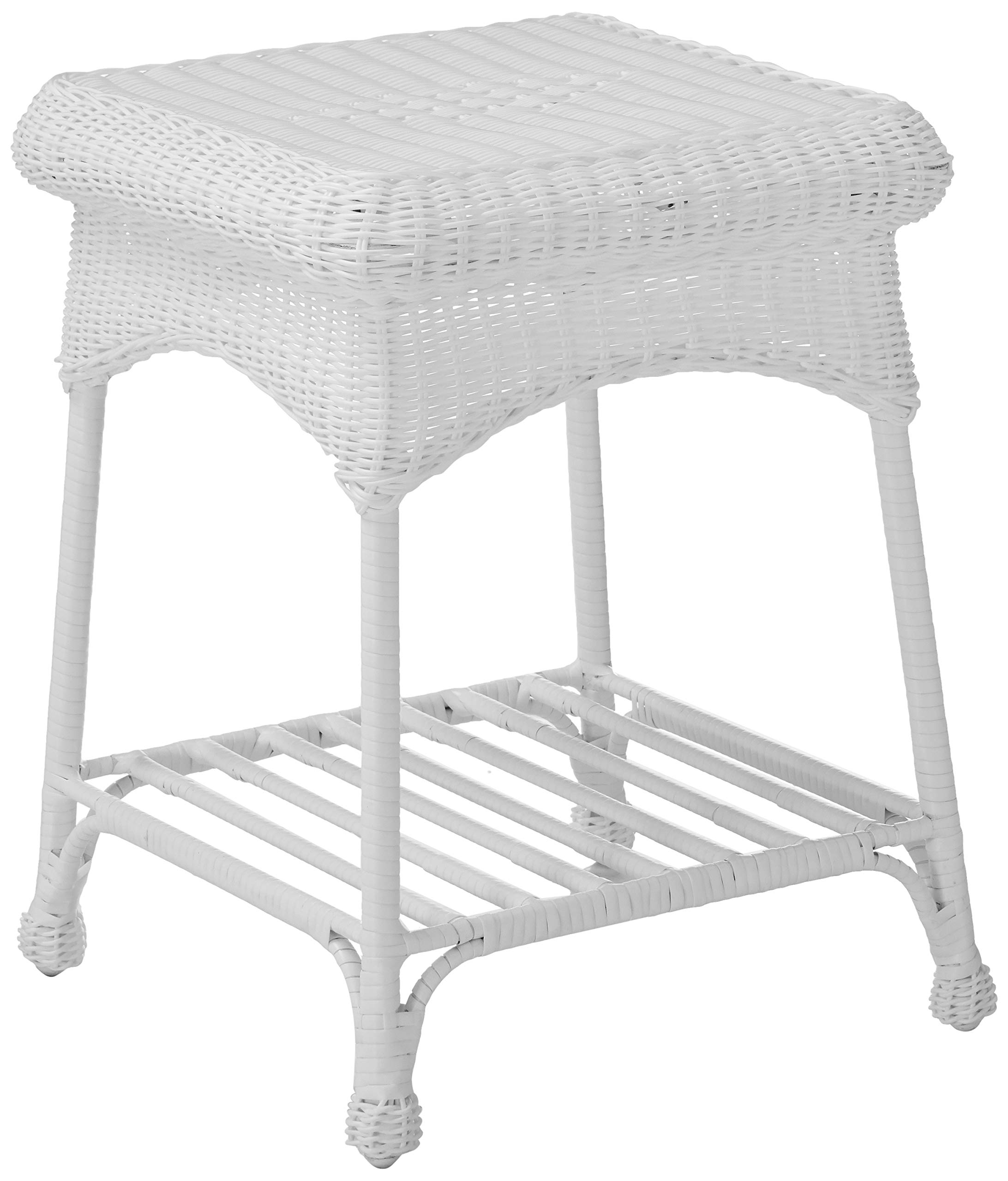 Jeco 3-Piece Wicker Patio Furniture Set - White Rattan Chair & Side Table for Outdoor Garden, Porch or Poolside Relaxation